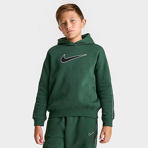 Nike Kids' Sportswear Street Boyfriend Pullover Hoodie In Fir Green/white