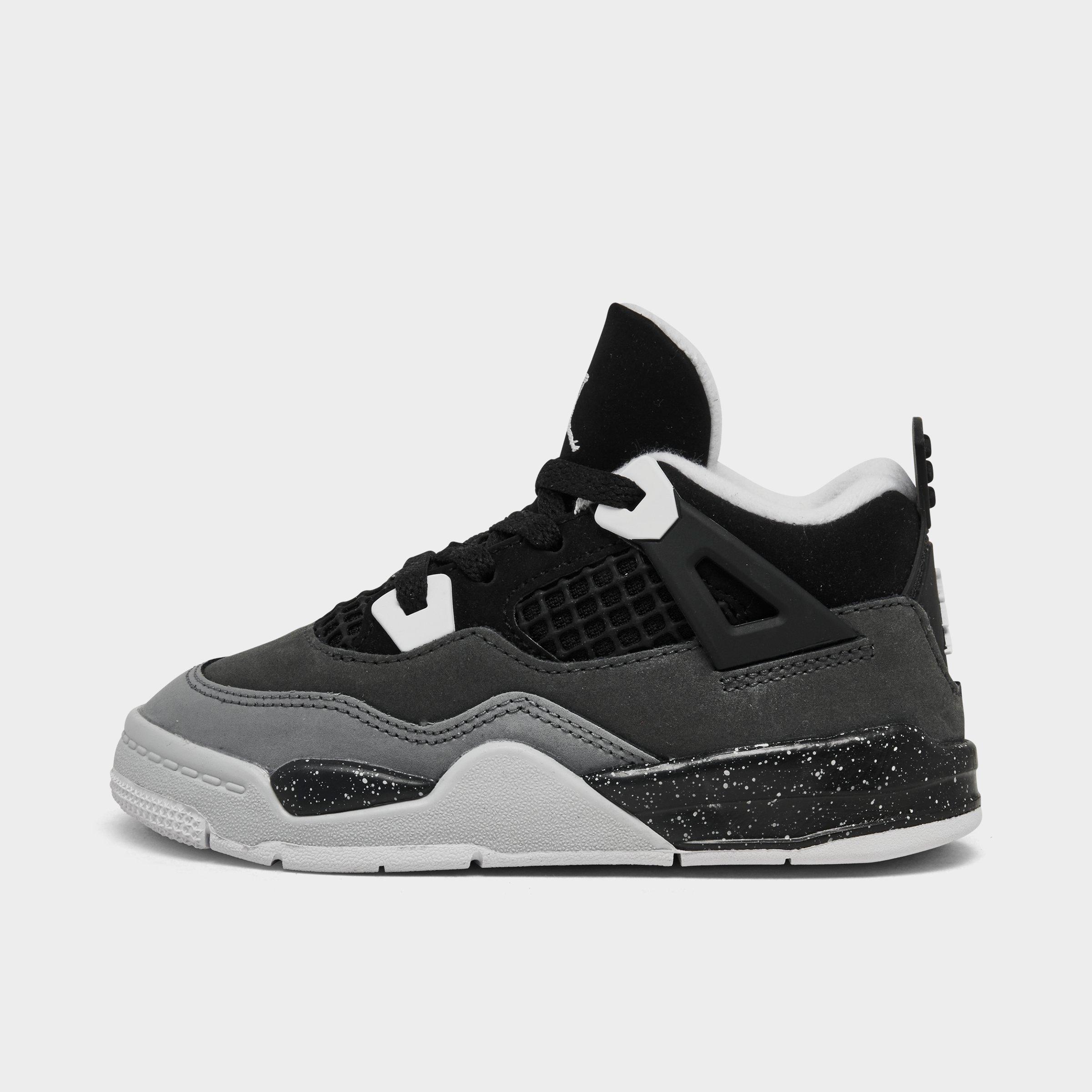 Jordan Kids' Toddler Air Retro 4 Basketball Shoes in Black/Grey/Black Size 3 Leather