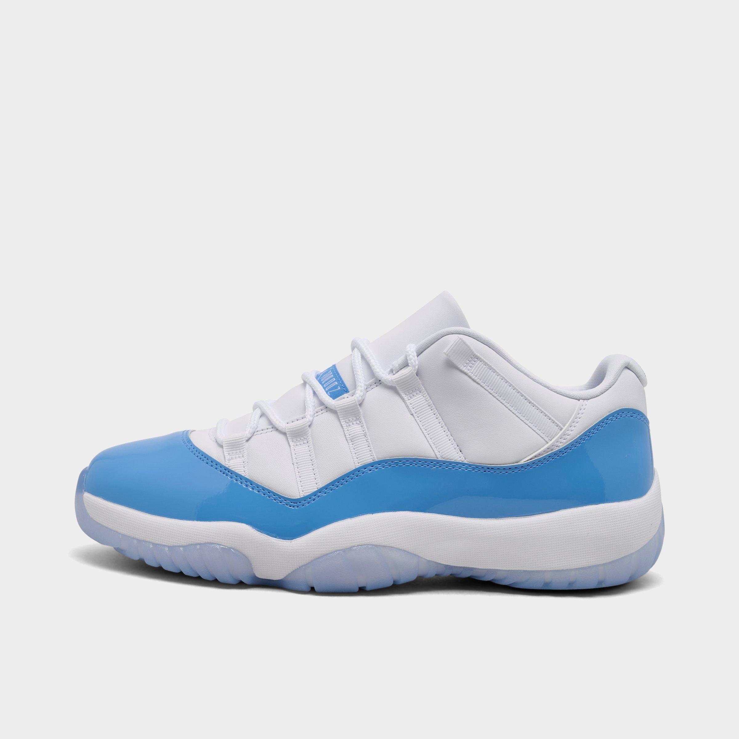 Jordan Air Retro 11 Low Basketball Shoes in White/University Blue/Black Size: 7.5