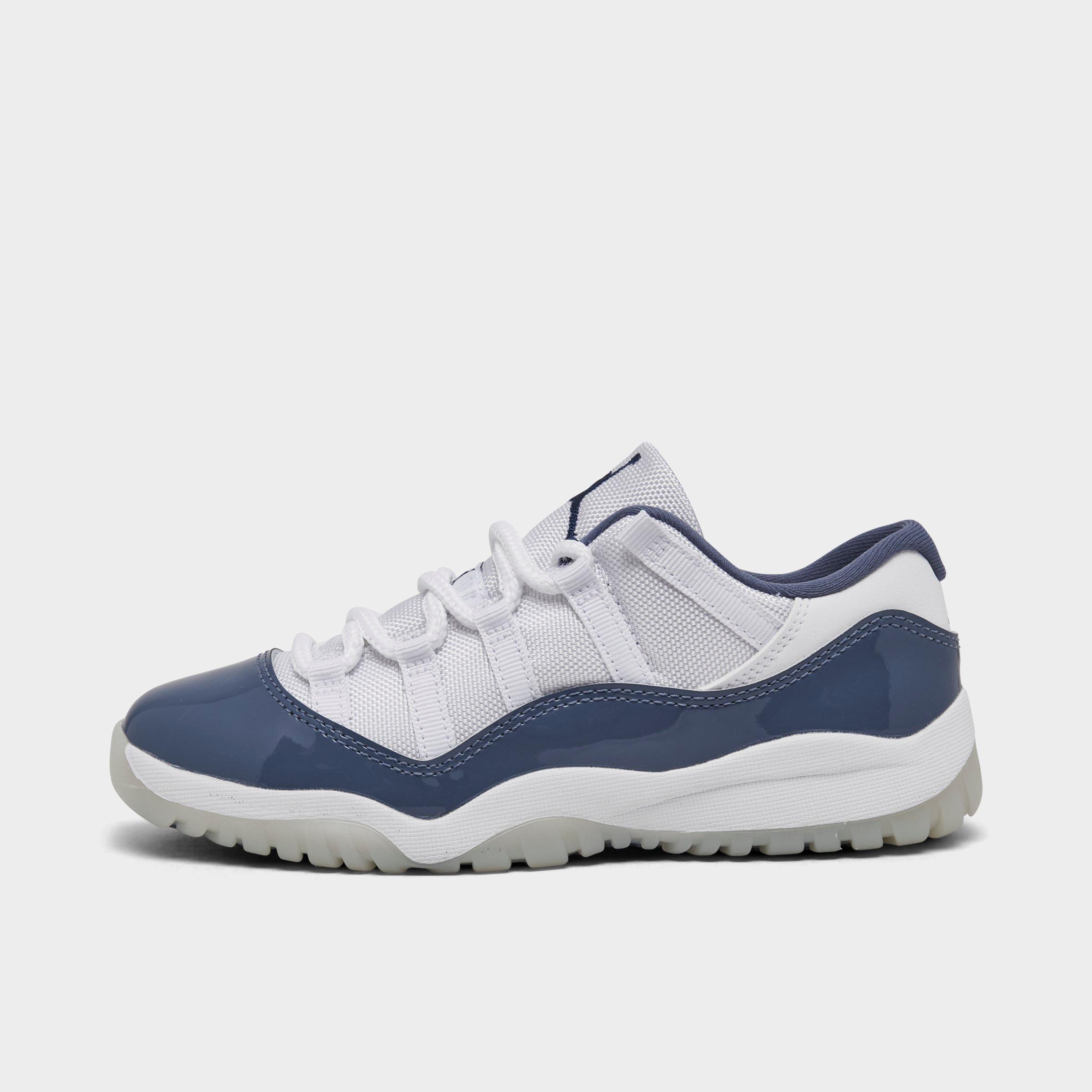 Jordan Little Kids Air Retro 11 Low Basketball Shoes in White/Midnight Navy/Diffused Blue Size: 1.0