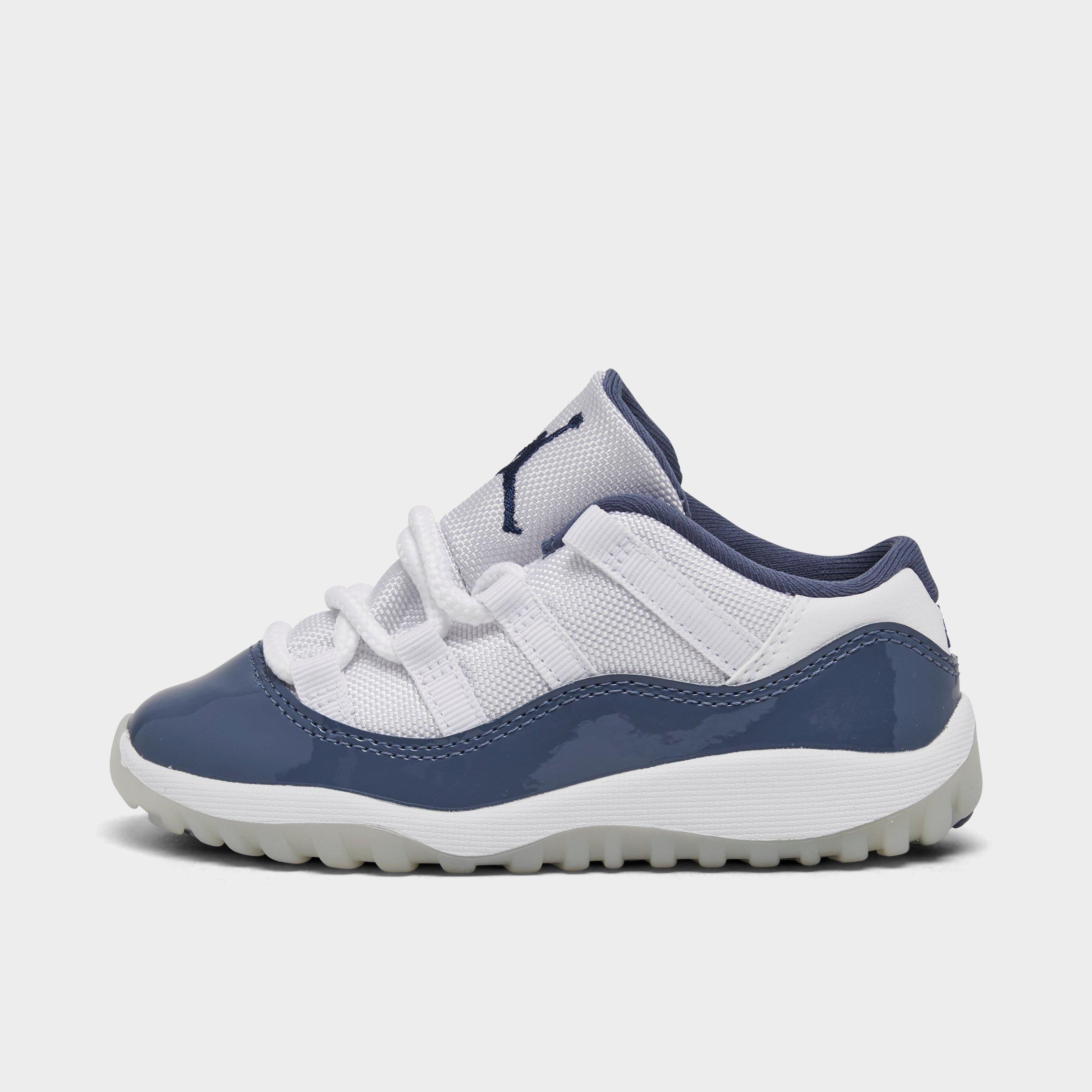 Jordan Kids Toddler Air Retro 11 Low Basketball Shoes in White/Midnight Navy/Diffused Blue Size: 4.0