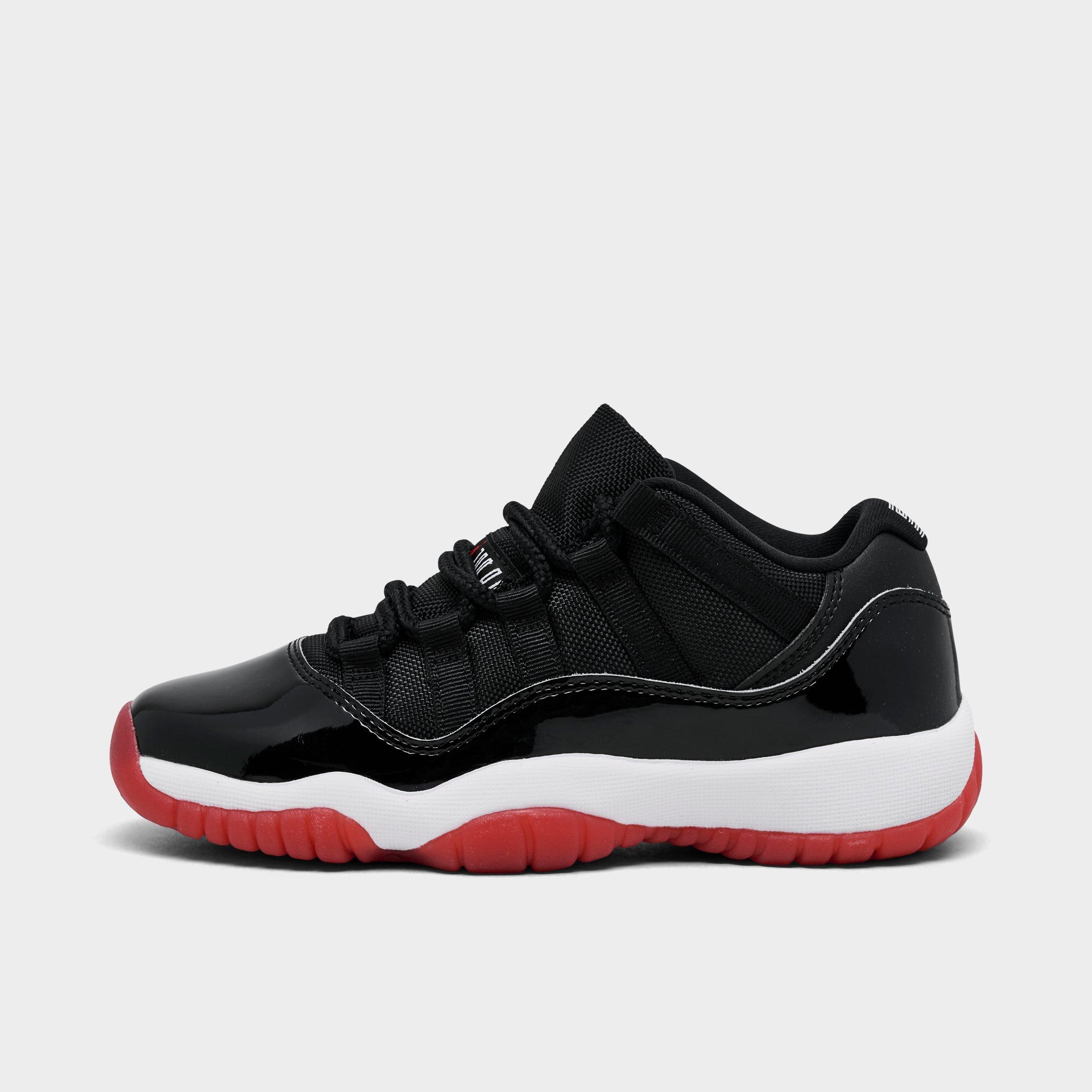 Jordan Big Kids' Air Retro 11 Low Basketball Shoes in Red/Black/Black Size 5 Leather