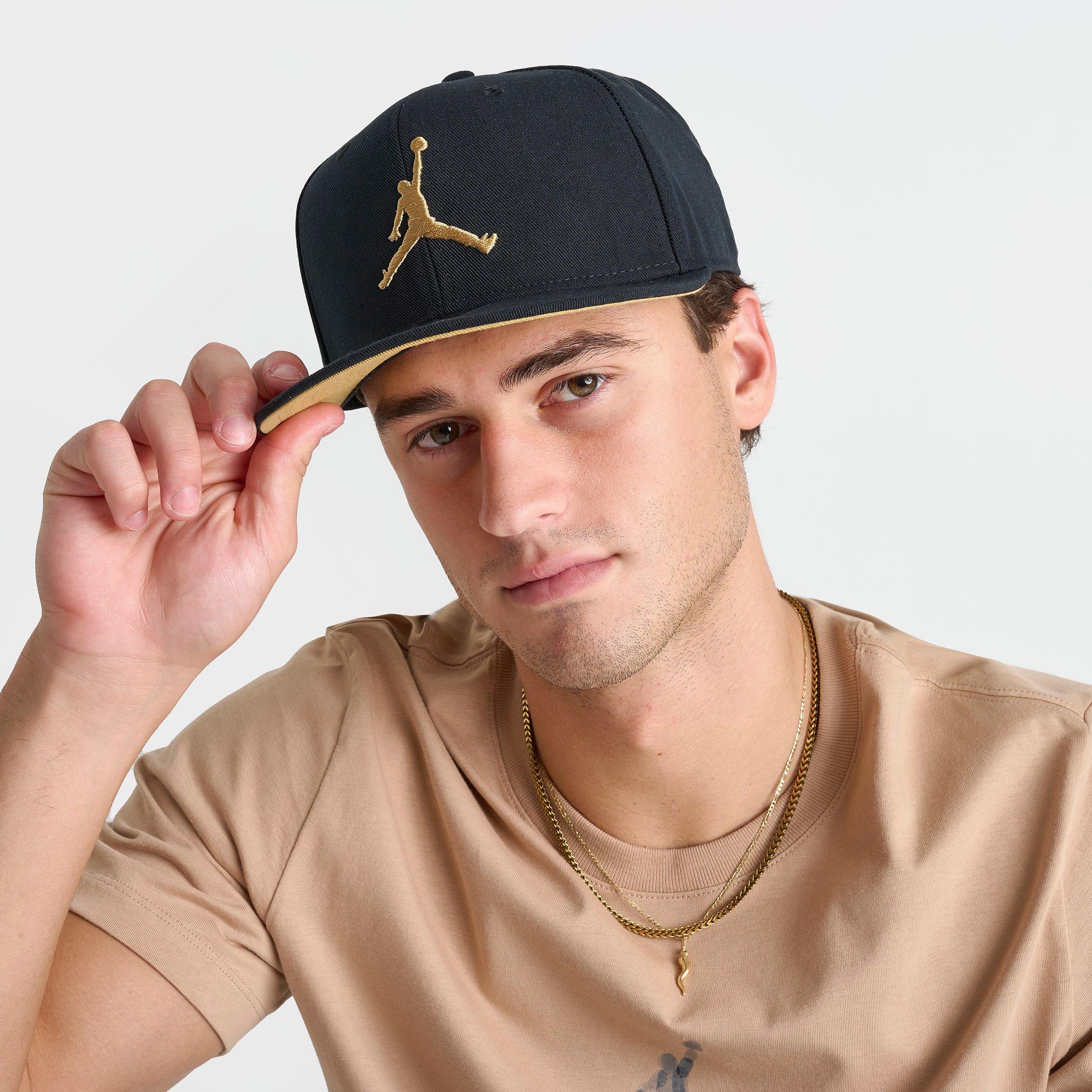 Jordan Jumpman Pro Snapback Hat in Black/Metallic Size: Medium/Large
