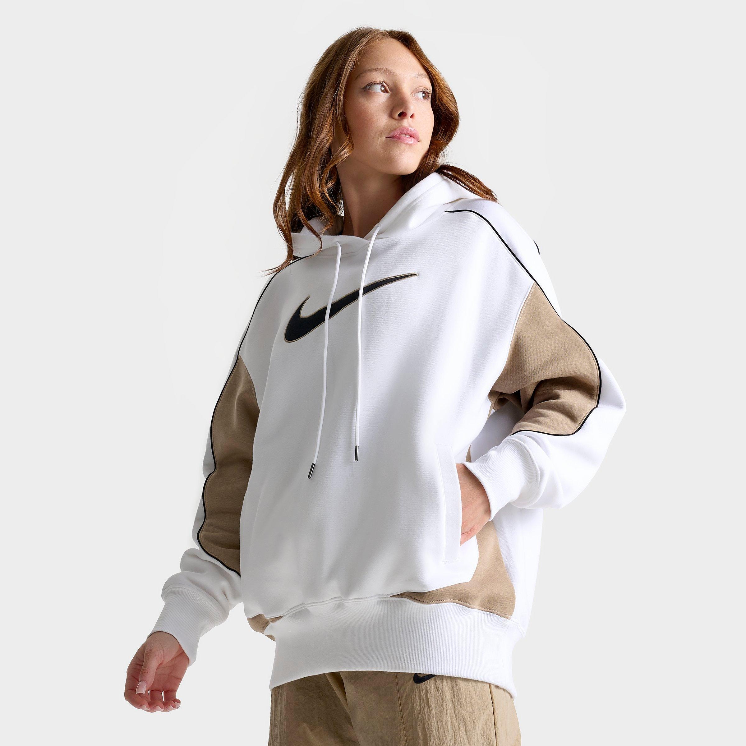 Nike Women's Sportswear Street Boyfriend Pullover Hoodie In White/khaki