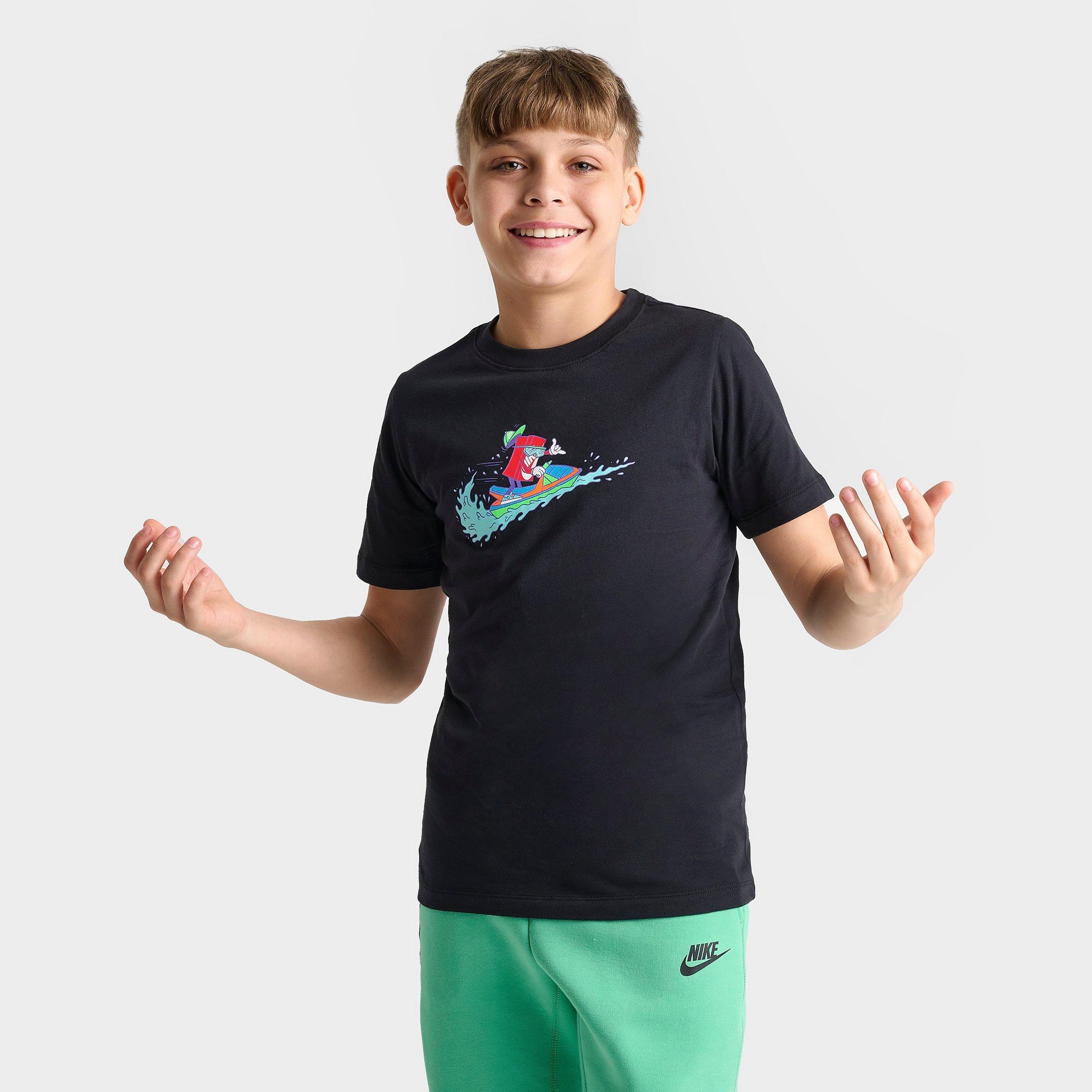 Shop Nike Big Kids' Sportswear Jetski Wave Boxy T-shirt In Black