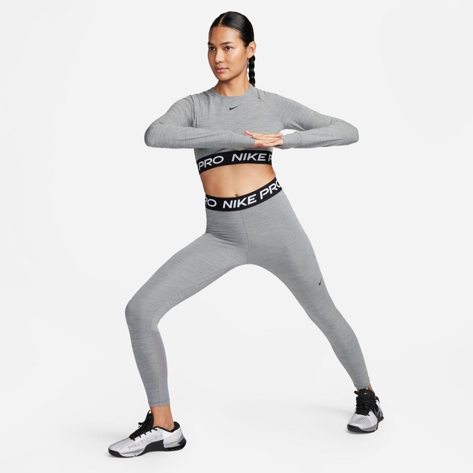 Nike Women's Pro 365 Dri-FIT Cropped Long-Sleeve T-Shirt in Smoke Grey/Htr Size: 2XS