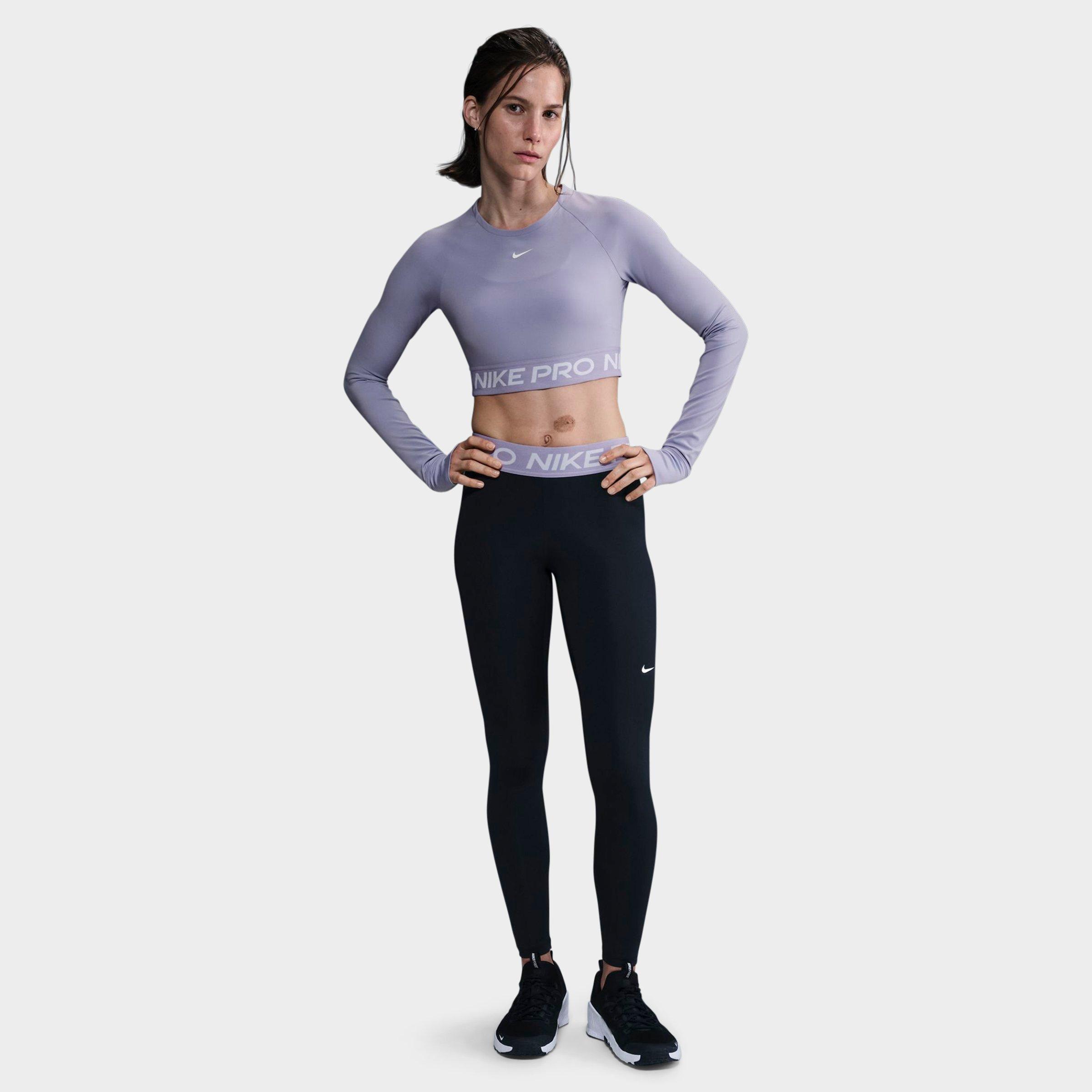Nike Women's Pro 365 Dri-FIT Cropped Long-Sleeve T-Shirt in Lilac Ice/White Size: 2XS