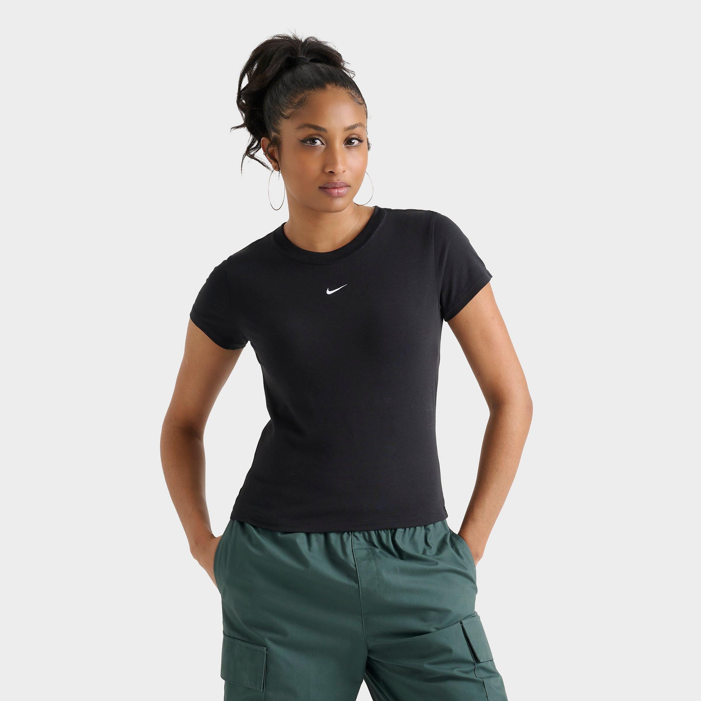 Nike Women's Sportswear Chill Knit Mod Crop T-Shirt in Black/Black Size XS Cotton/Spandex/Knit