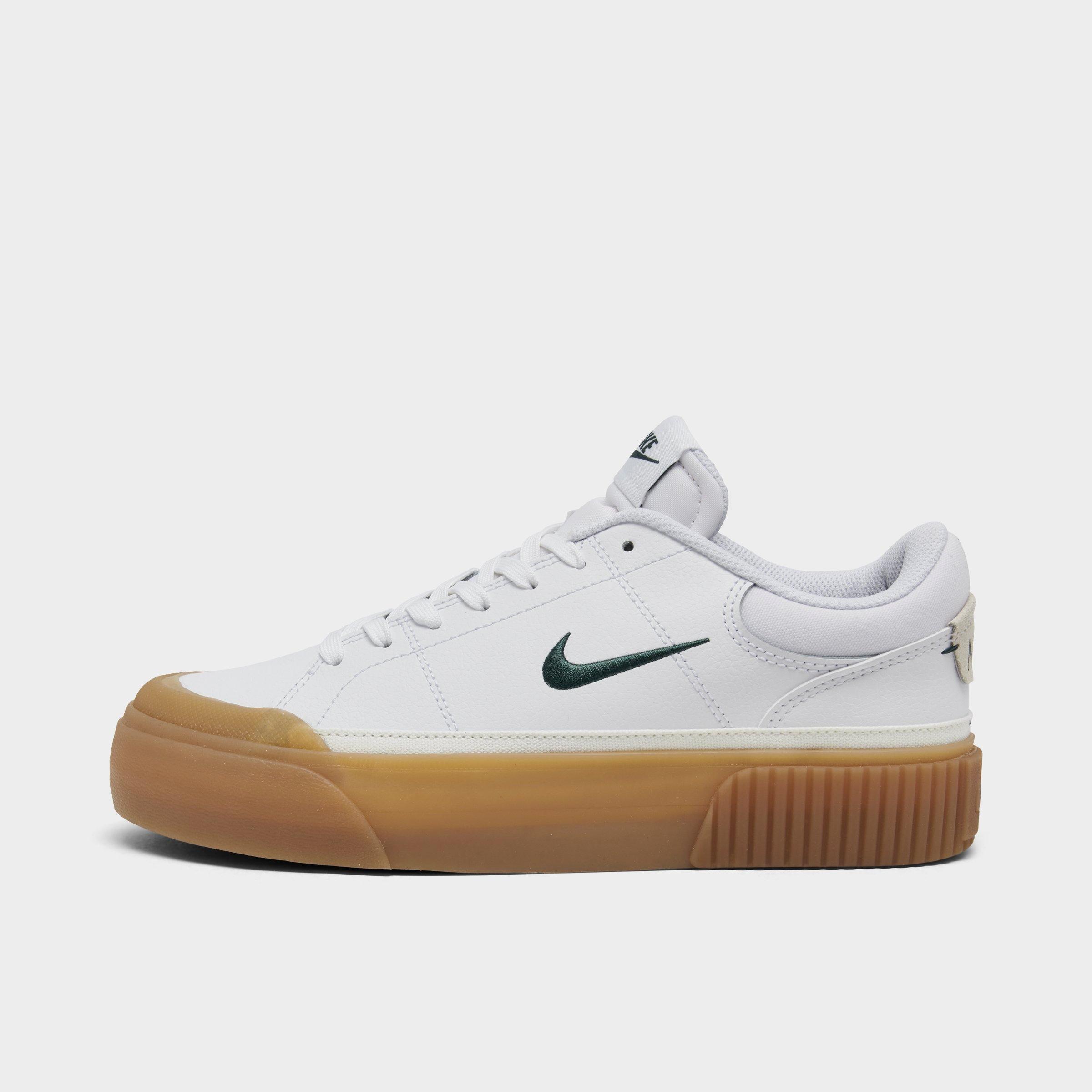 Shop Nike Women's Court Legacy Lift Casual Shoes In White/gum Yellow/sail/vintage Green