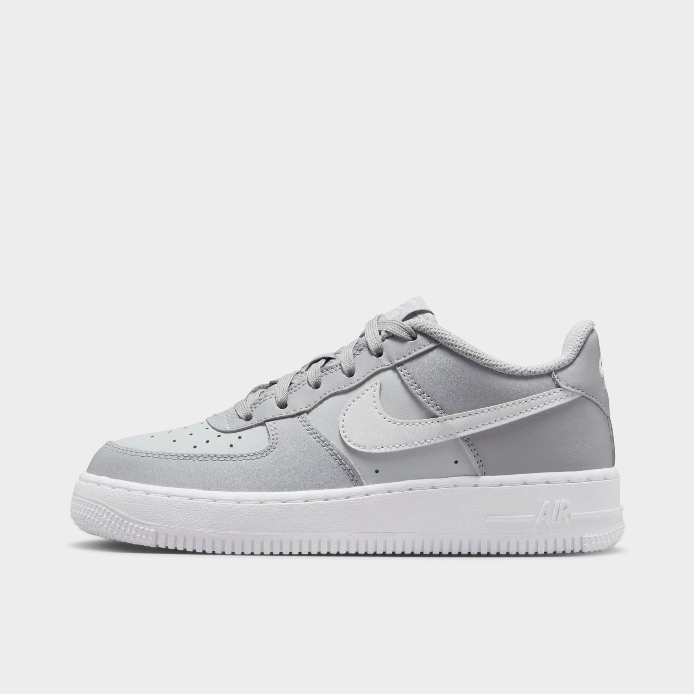 Nike Big Kids Air Force 1 Low Casual Shoes in Wolf Grey/Pure Platinum/White Size: 1.0