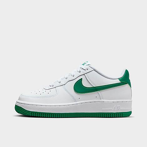 Shop Nike Big Kids' Air Force 1 Low Casual Shoes In White/malachite/white