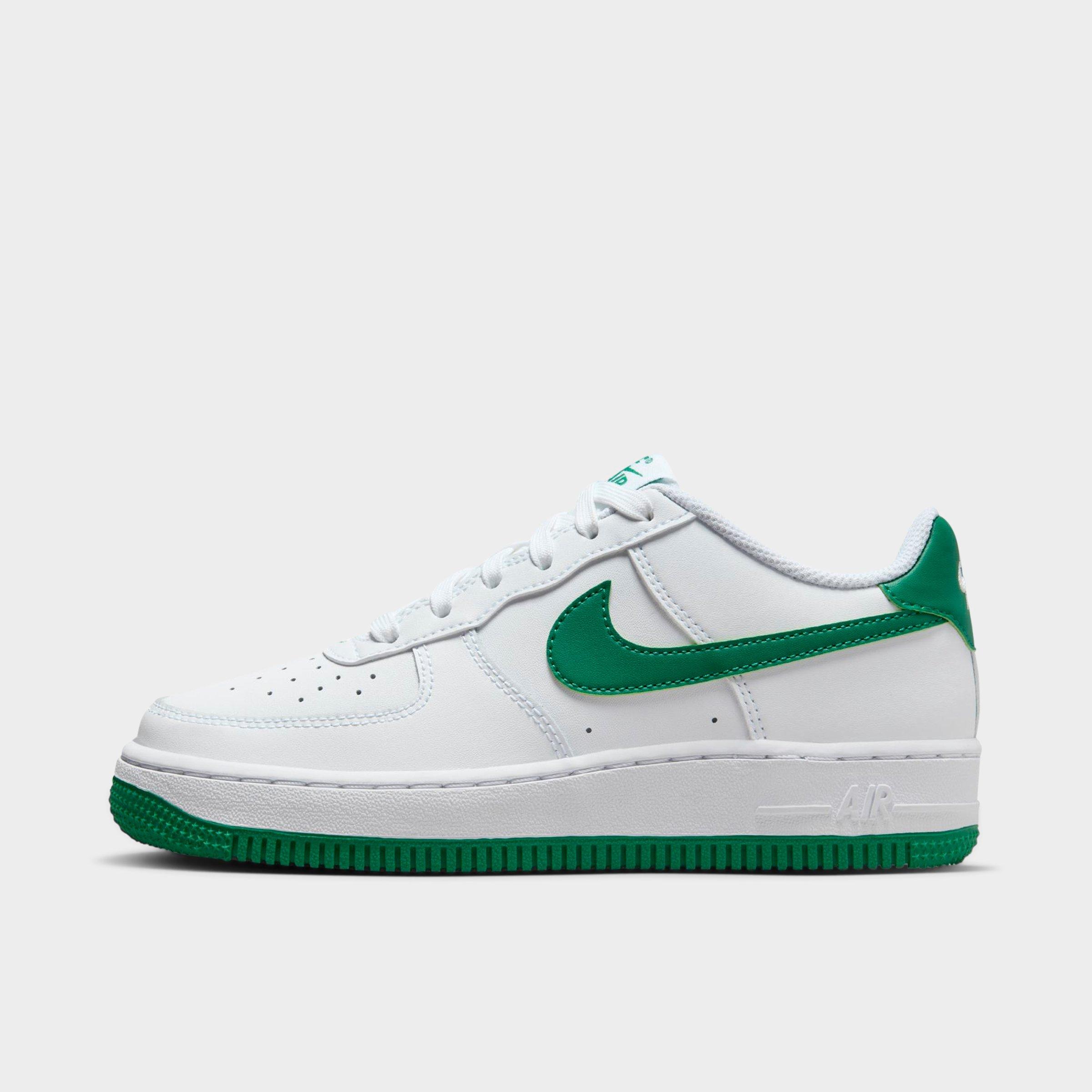 Shop Nike Big Kids' Air Force 1 Low Casual Shoes In White/malachite/white