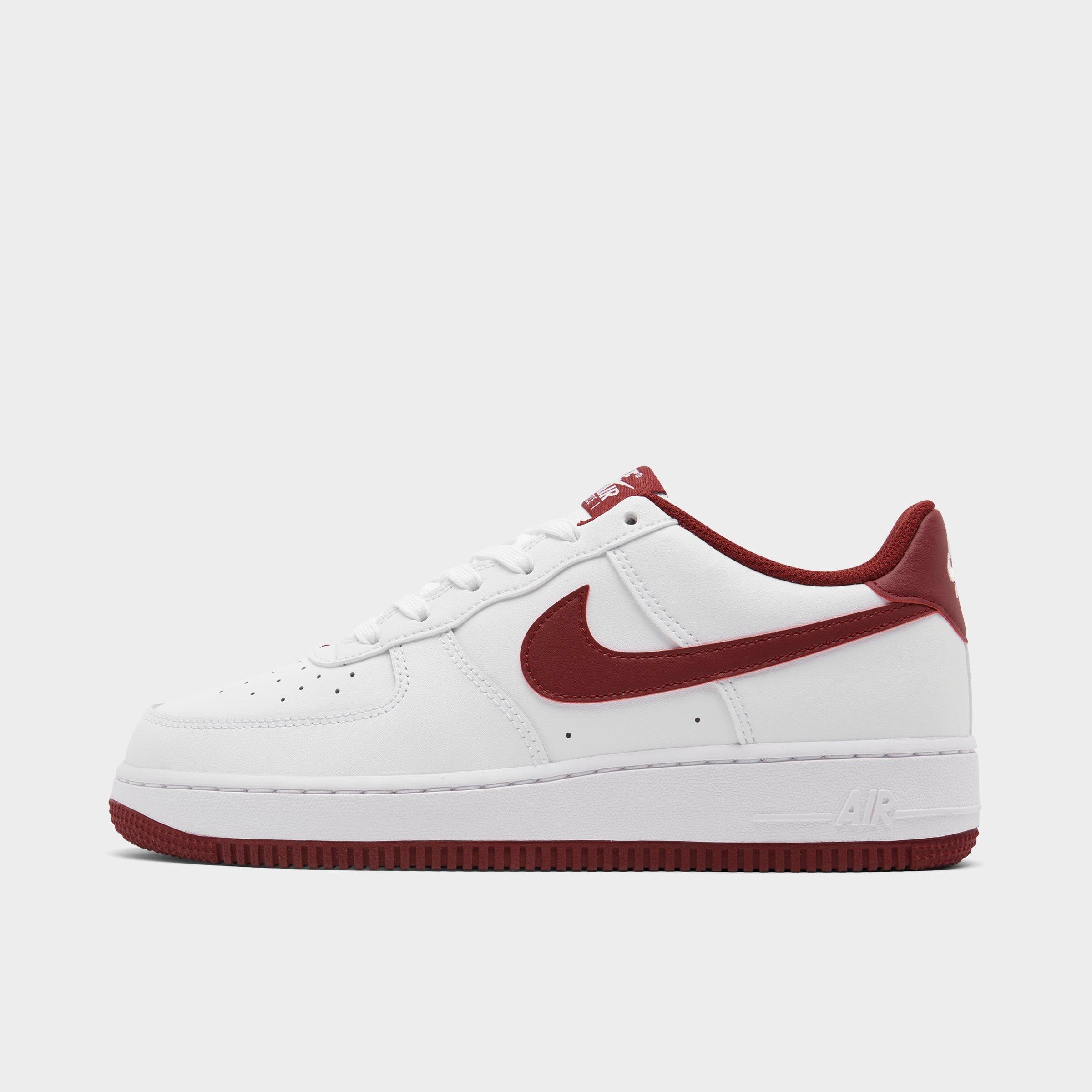 Nike Big Kids Air Force 1 Low Casual Shoes in White/Team Red Size: 3.5