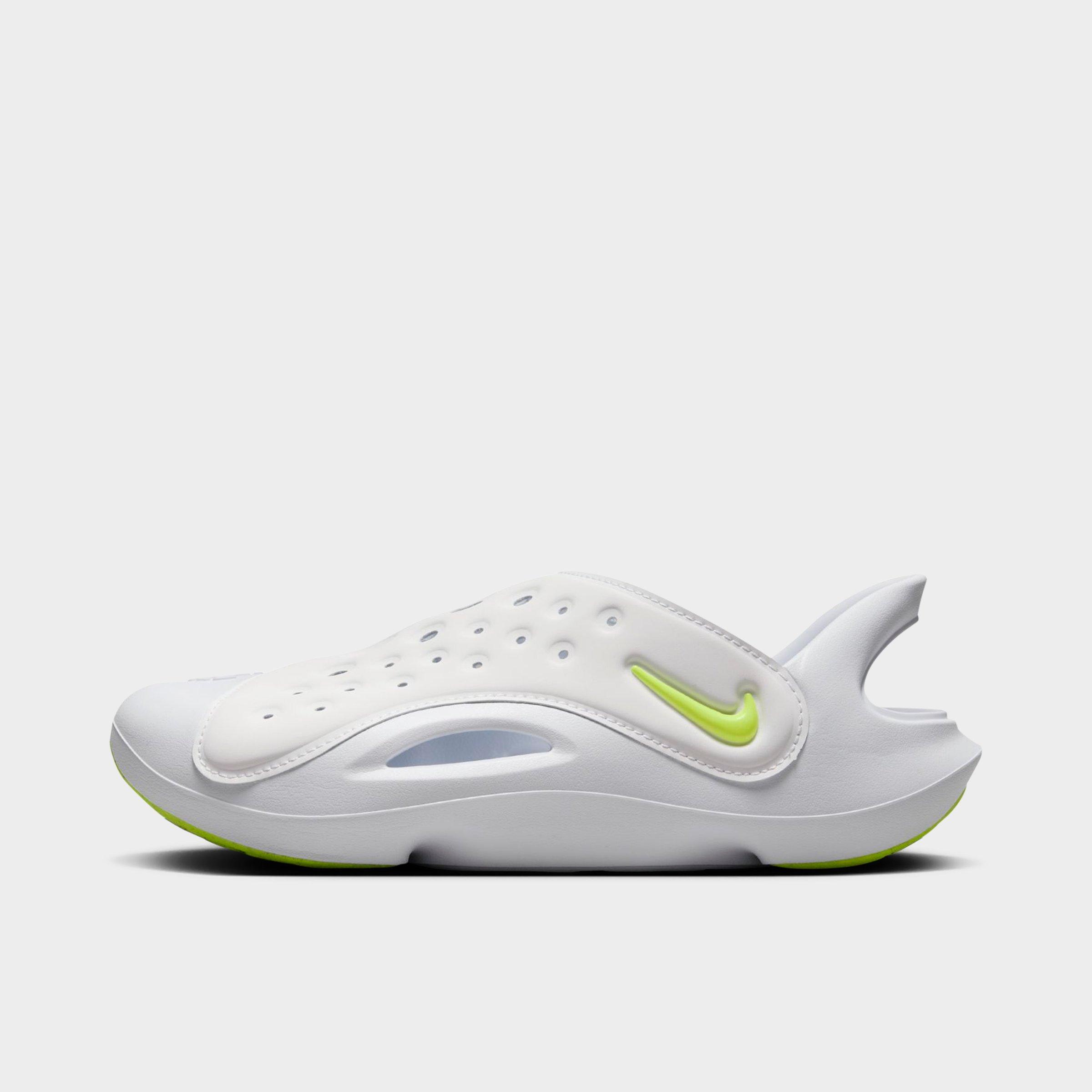 Nike Aqua Swoosh Little Kids' Sandals In White/pure Platinum/volt