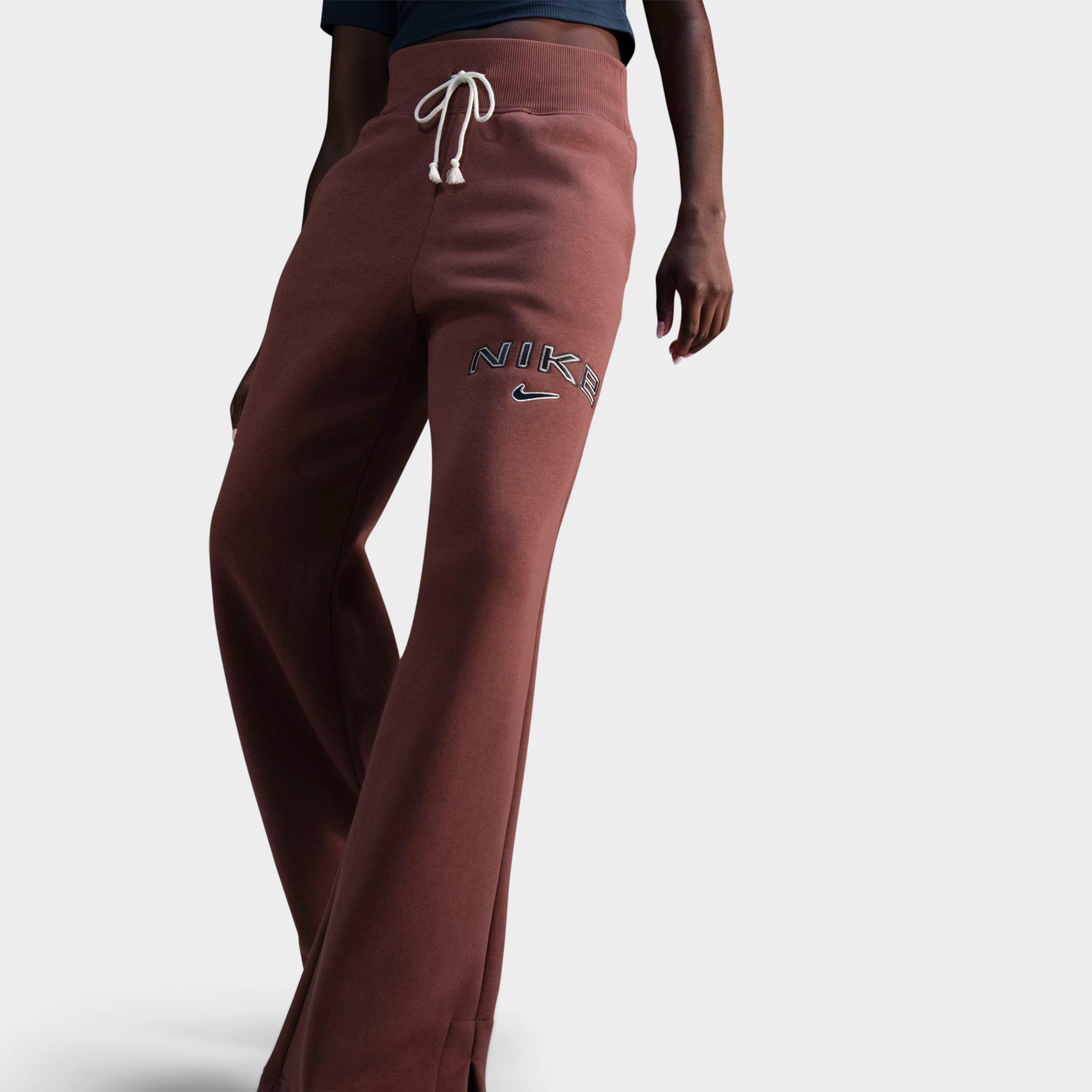 Nike Women's Sportswear Phoenix Fleece High-Waisted Wide-Leg Logo Pants in Brown/Red Sepia Size 2XL Cotton/Polyester/Fleece