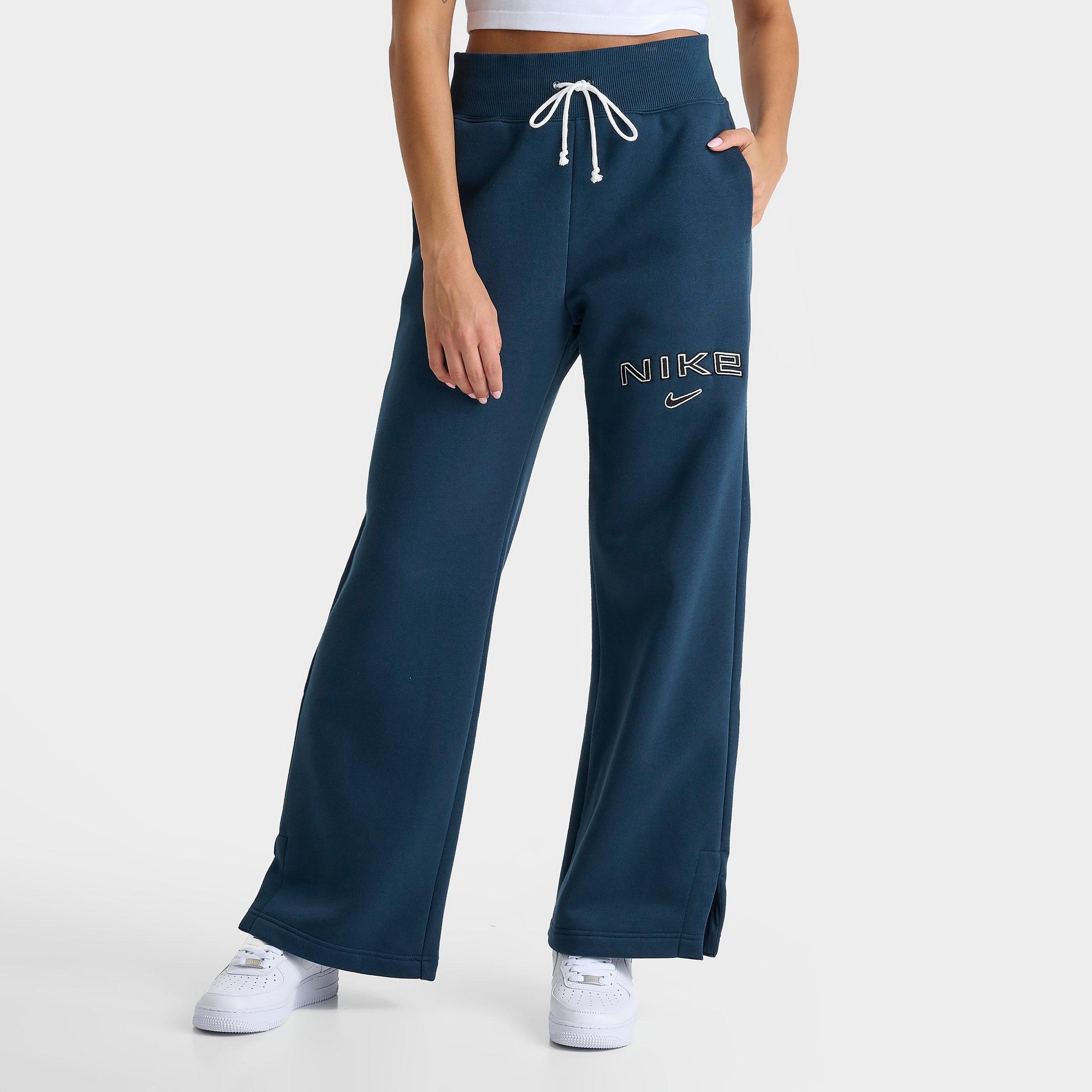 Nike Women's Sportswear Phoenix Fleece High-waisted Wide-leg Logo Pants In Armory Navy