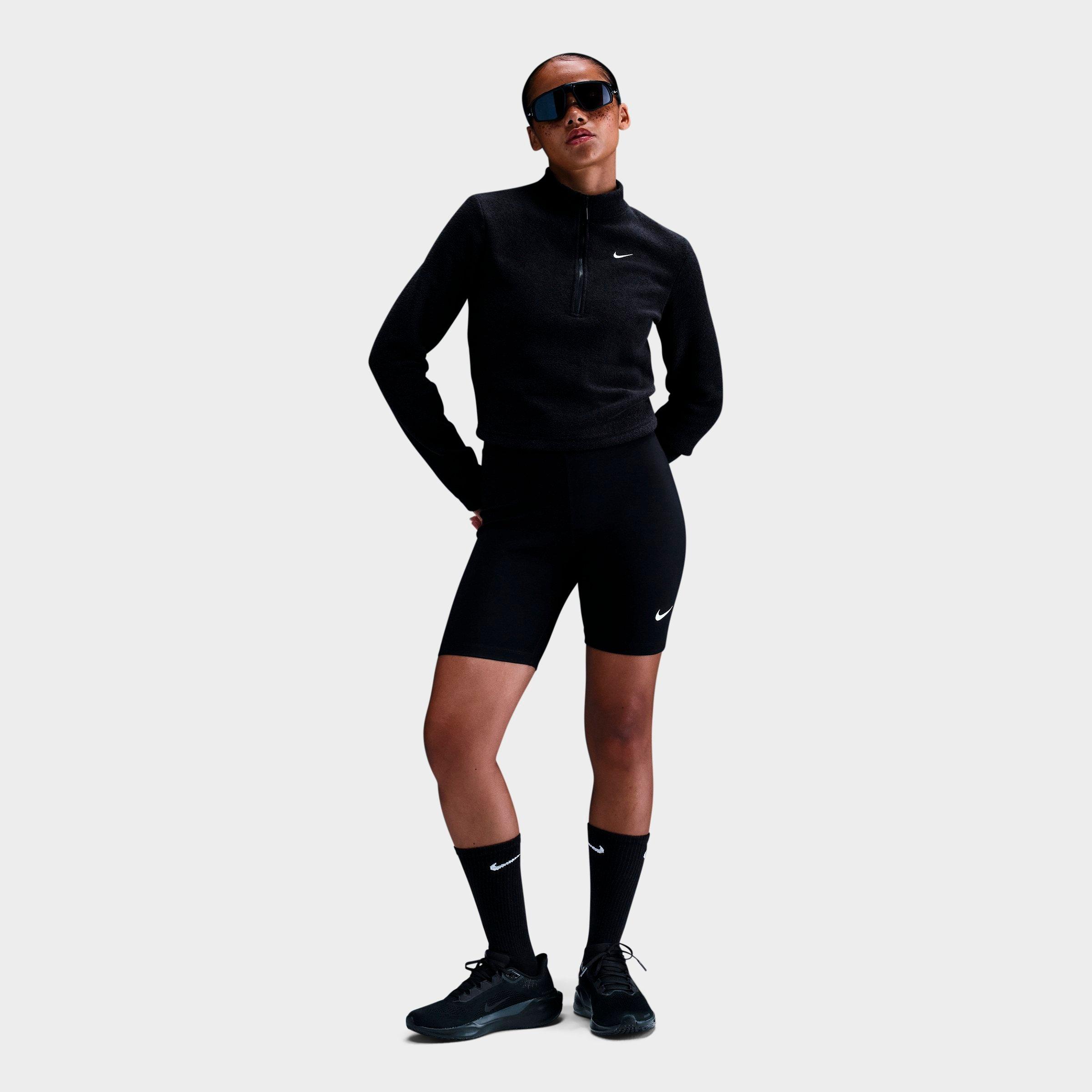 Nike Women's Sportswear Phoenix Plush Cozy Fleece Long-Sleeve Half-Zip Top in Black/Sail Size: Small