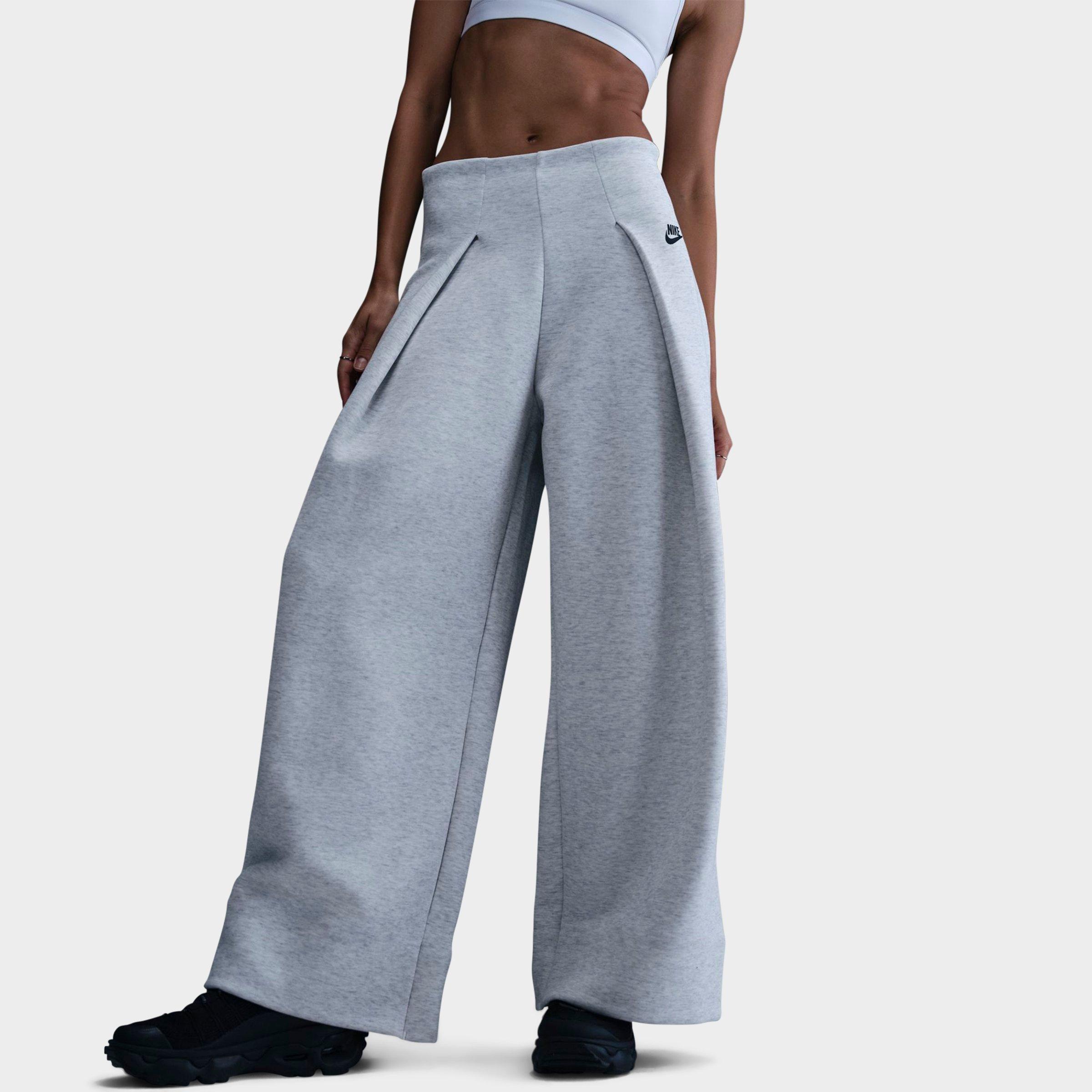 Nike Women's Sportswear Tech Fleece High-Waisted Pleated Wide Pants in Grey/Light Grey Size XS Cotton/Polyester/Fleece