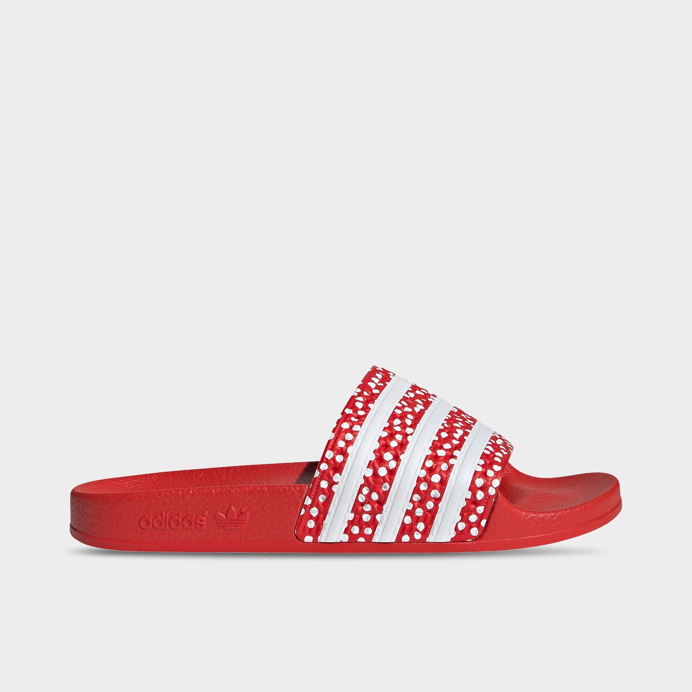 Adidas Originals Adidas Women's Adilette Print Slide Sandals In White/vivid Red/white