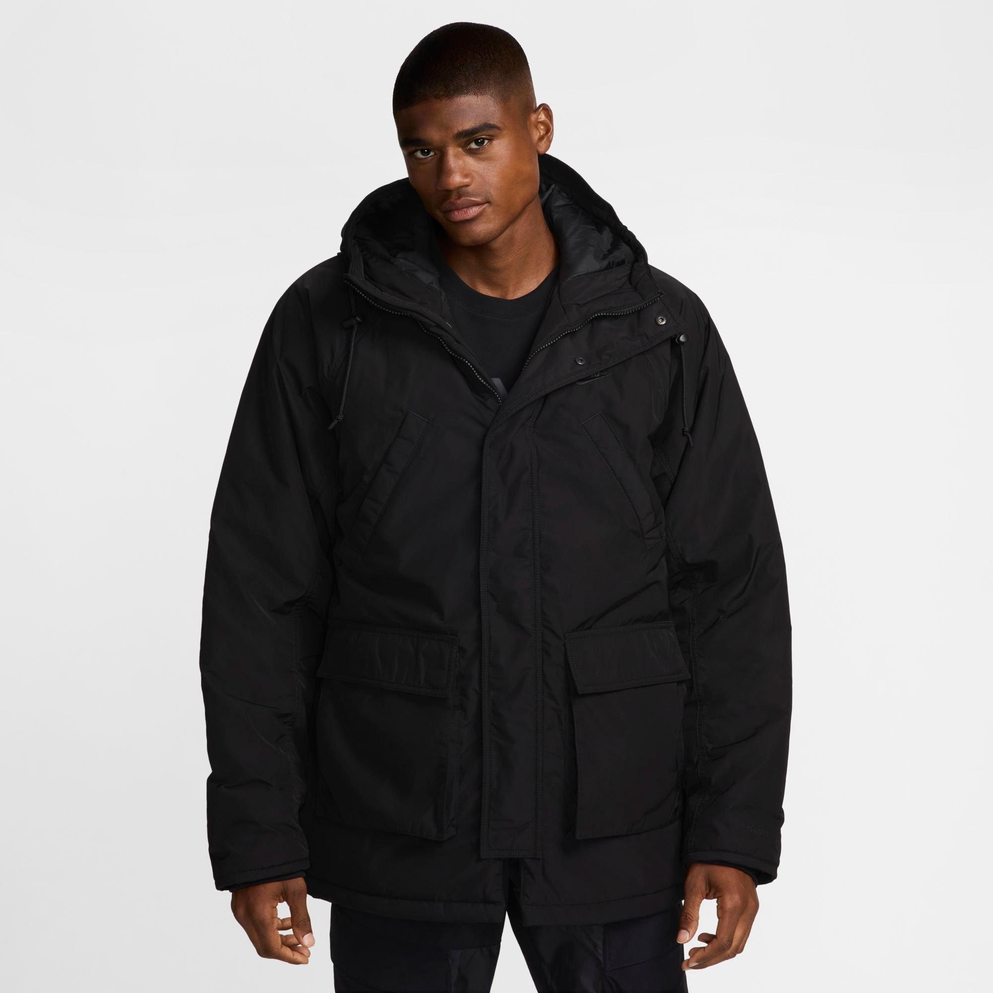 Nike Men's Sportswear Club Fleece Therma-FIT Parka Jacket in Black Size: 2XL