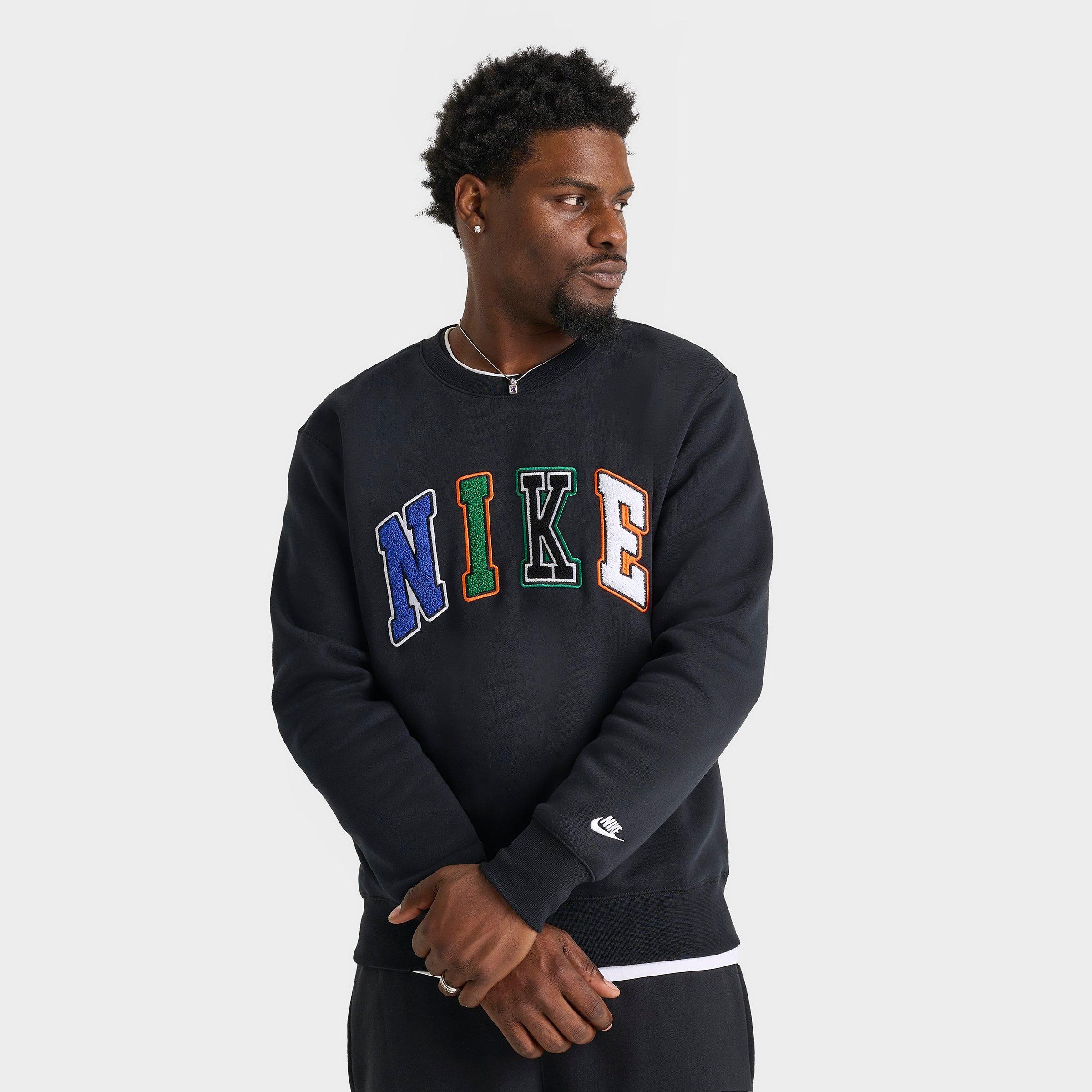 Shop Nike Men's Club Fleece Collegiate Crew Sweatshirt In Black/white