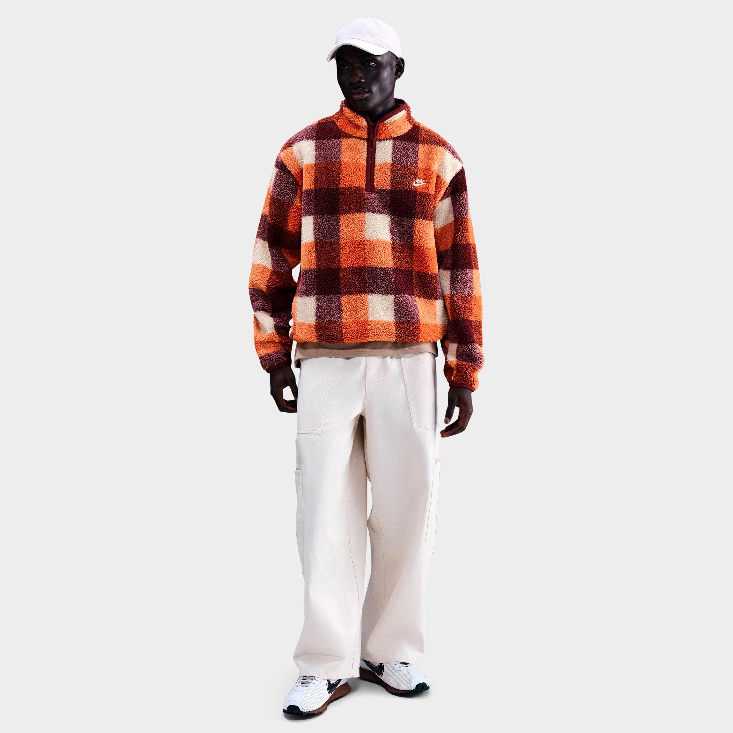 Nike Men's Club Winterized Fleece Half-Zip Top in Pearl White/Dark Team Red/Campfire Orange Size: 2XL