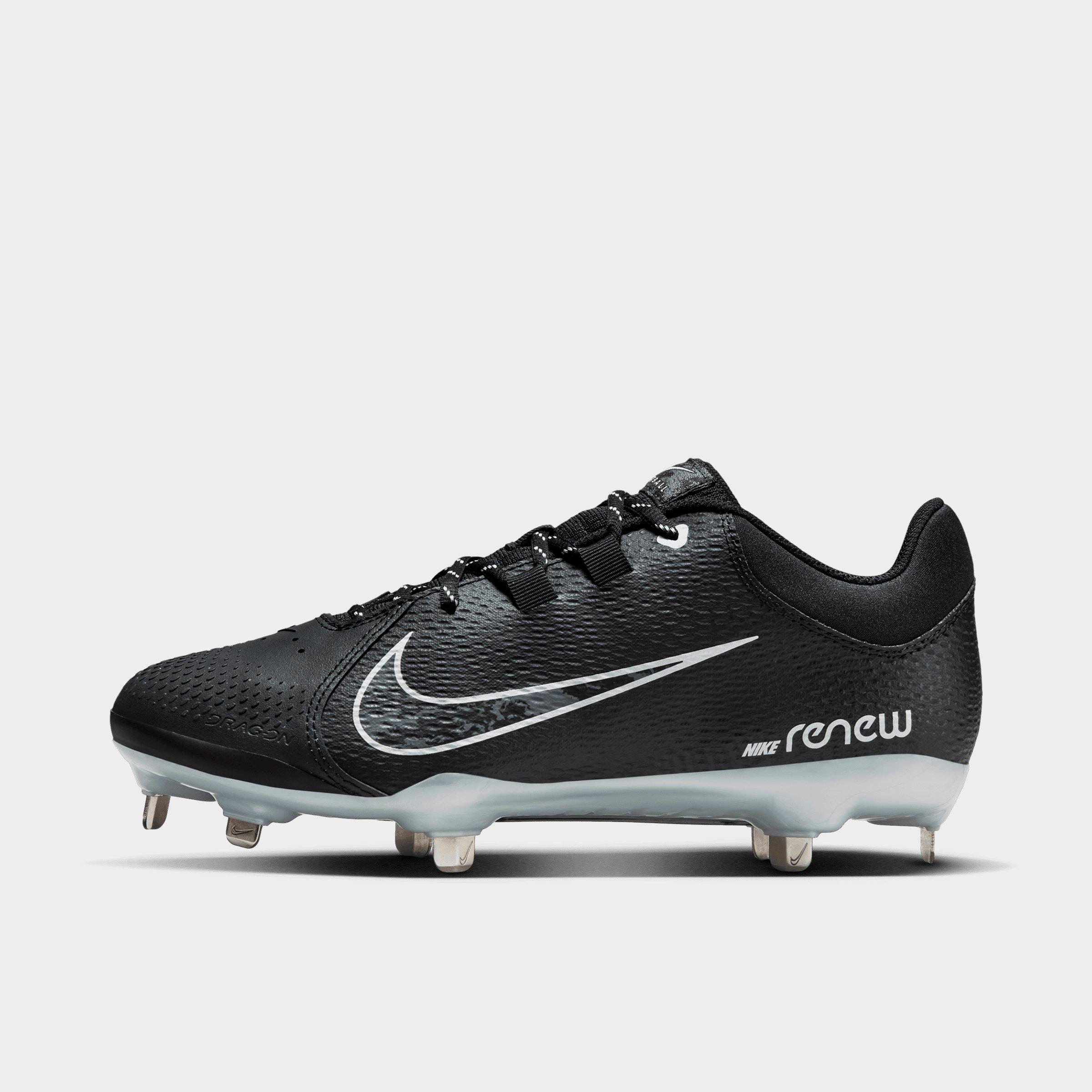 Nike Women's Hyperdiamond 4 Pro Softball Cleats in Black/Pure Platinum/Iron Grey Size: 8.5