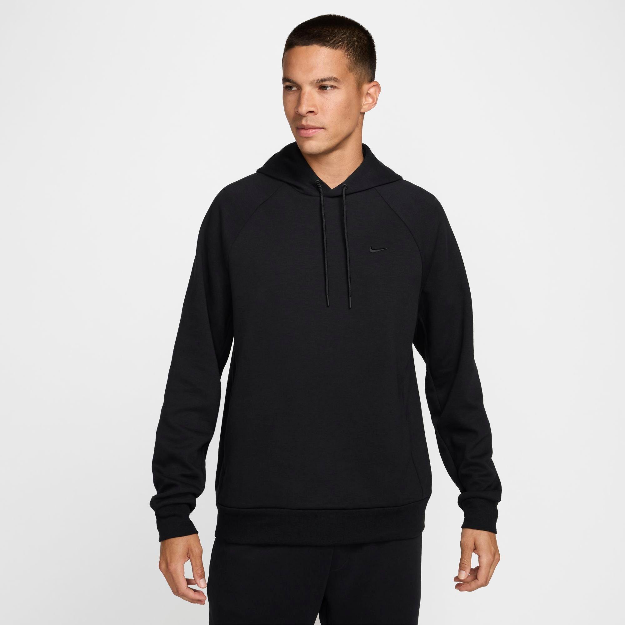Nike Men's Primary Dri-FIT UV Pullover Versatile Hoodie in Black/Black Size Small Cotton/Polyester/Knit