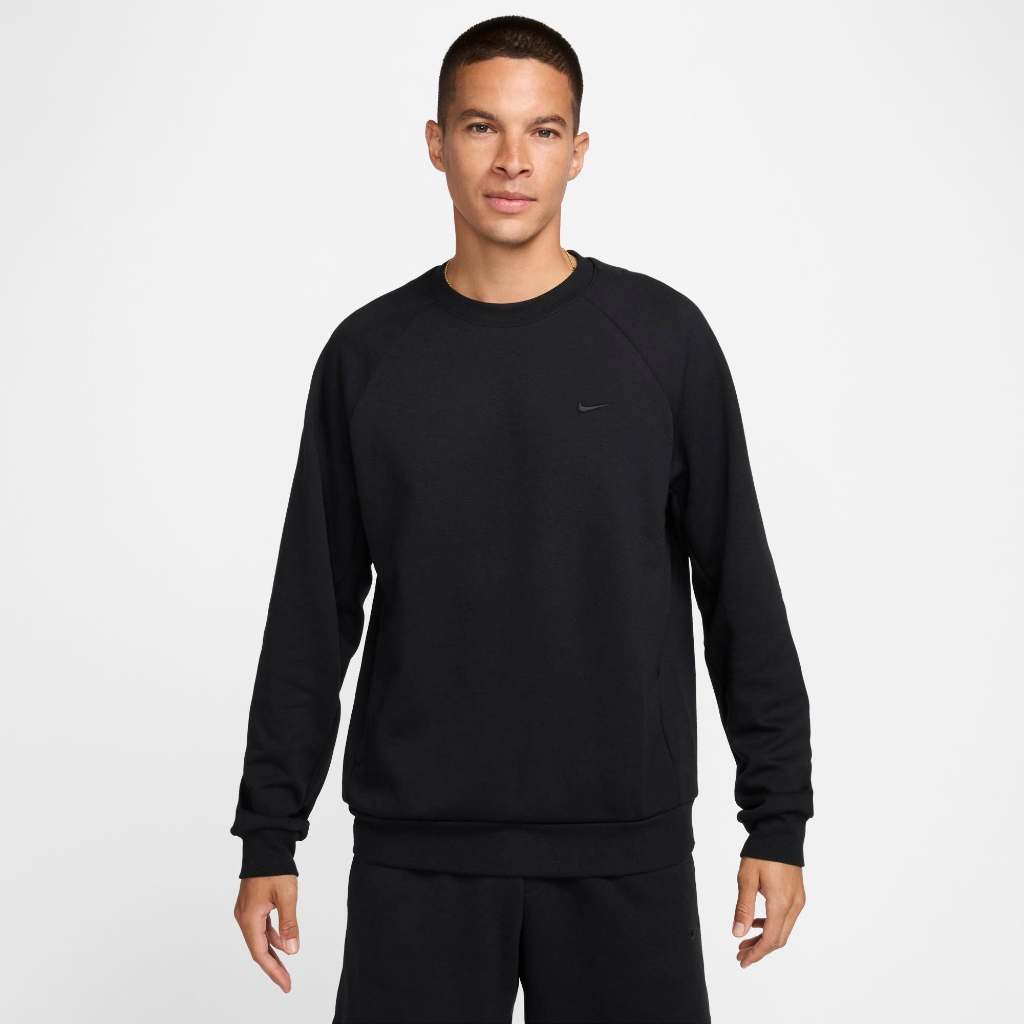 Shop Nike Men's Primary Dri-fit Uv Versatile Crewneck Sweatshirt In Black/black