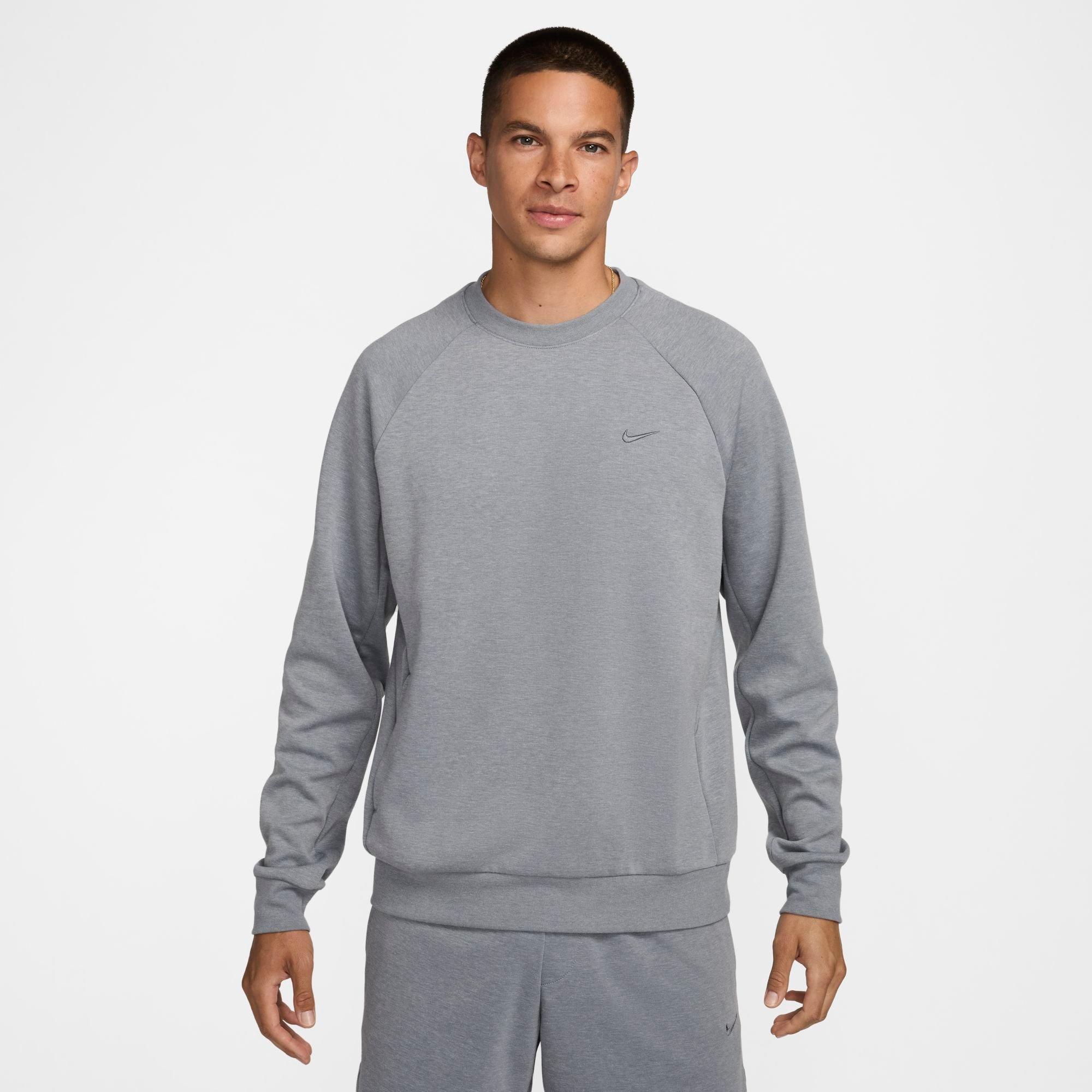 Shop Nike Men's Primary Dri-fit Uv Versatile Crewneck Sweatshirt In Cool Grey/heather/cool Grey