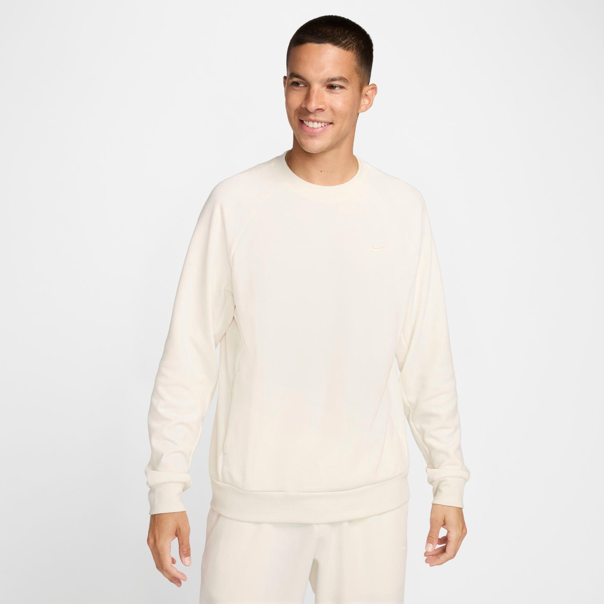 Shop Nike Men's Primary Dri-fit Uv Versatile Crewneck Sweatshirt In Pale Ivory/pale Ivory