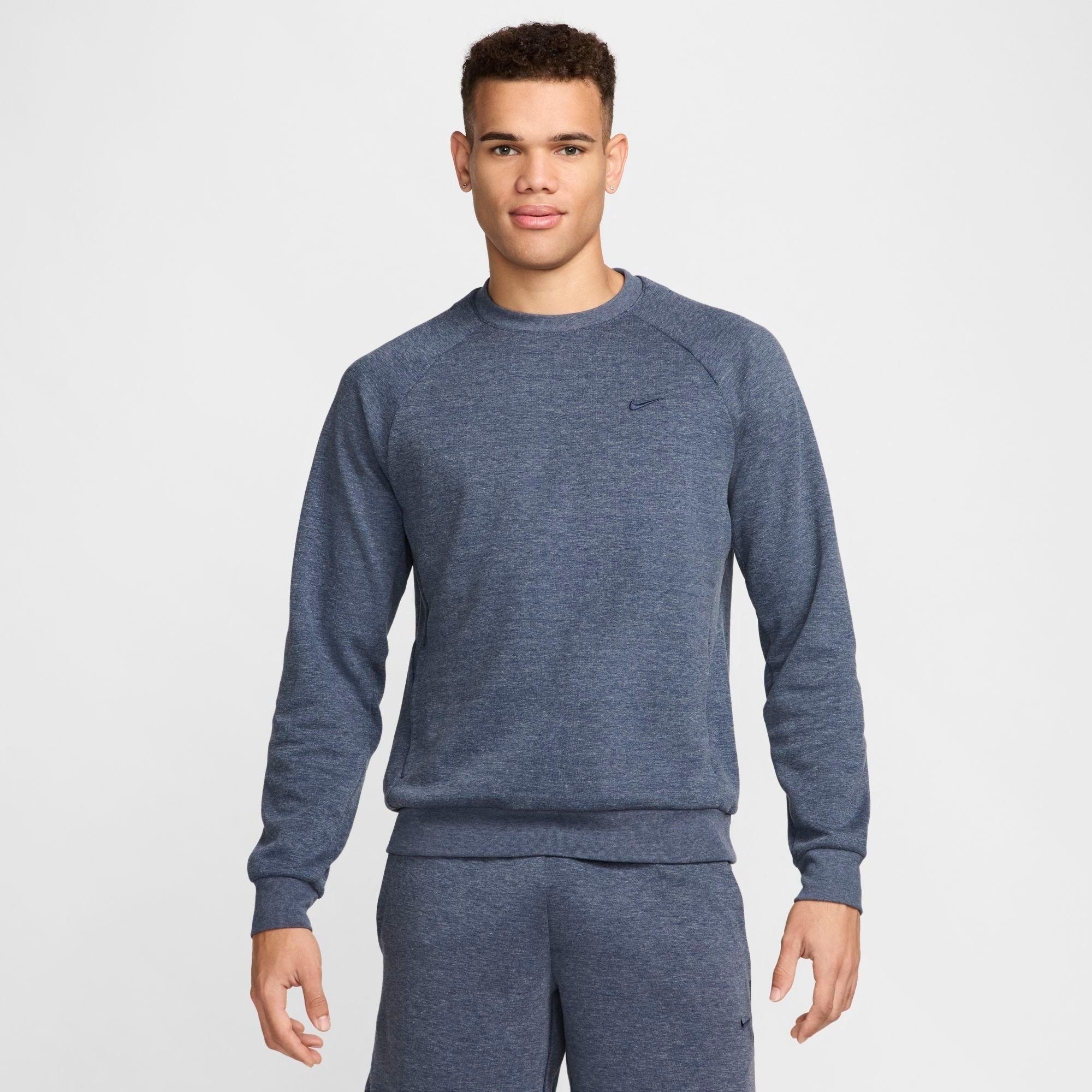Shop Nike Men's Primary Dri-fit Uv Versatile Crewneck Sweatshirt In Obsidian/heather/obsidian