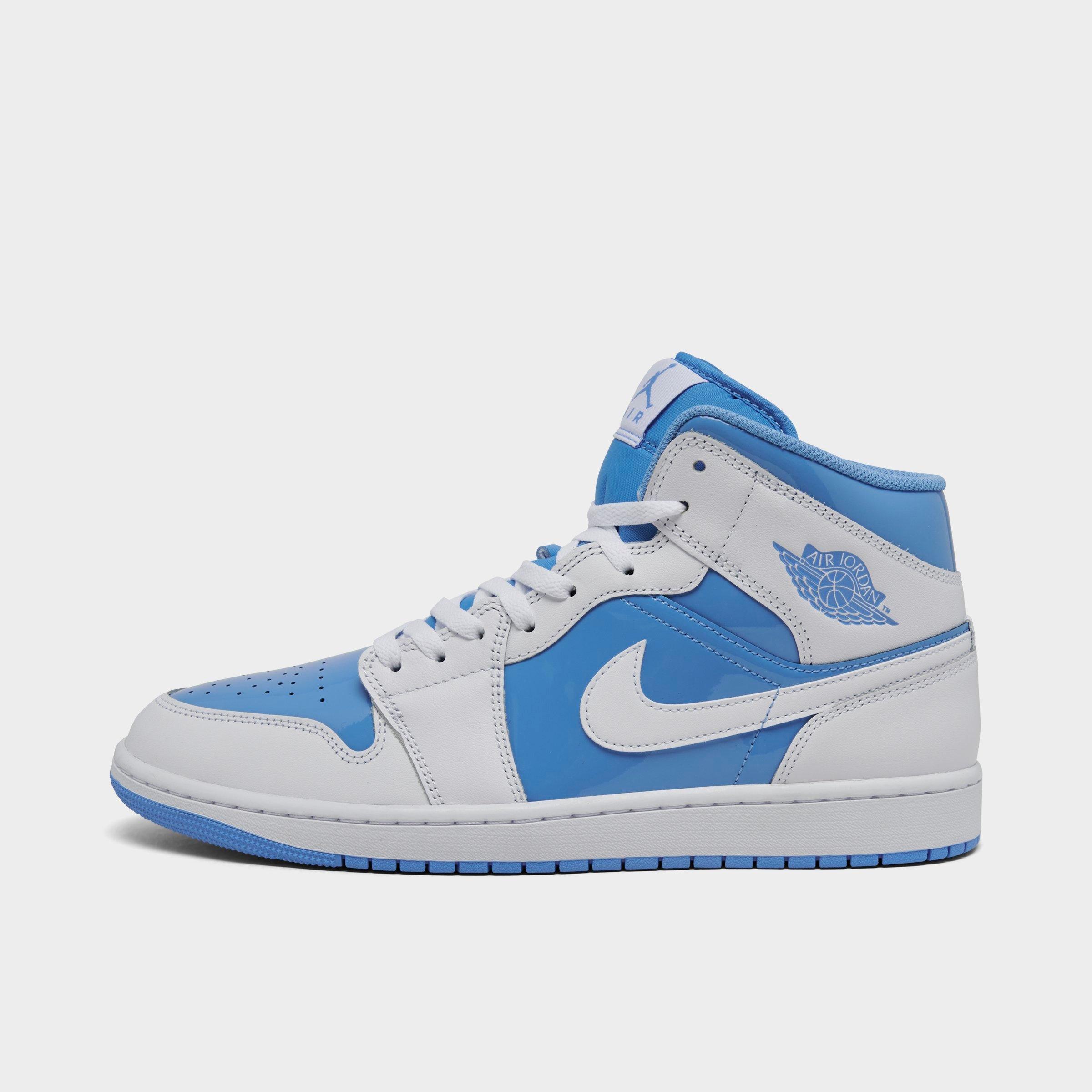 Jordan Men's Air Retro 1 Mid Casual Shoes in Blue/White Size 12 Leather