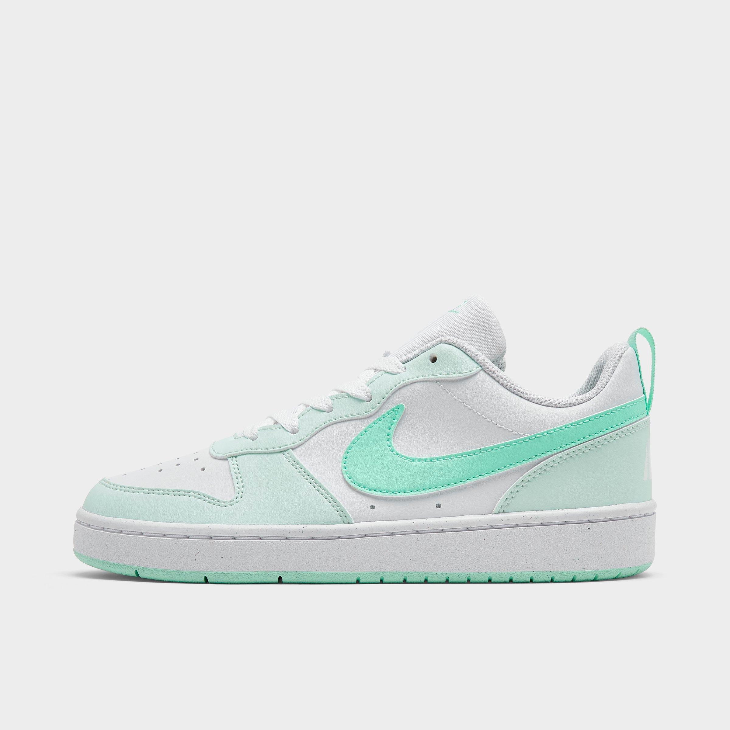 Shop Nike Big Kids' Court Borough Low Recraft Casual Shoes In White/mint Foam/barely Green