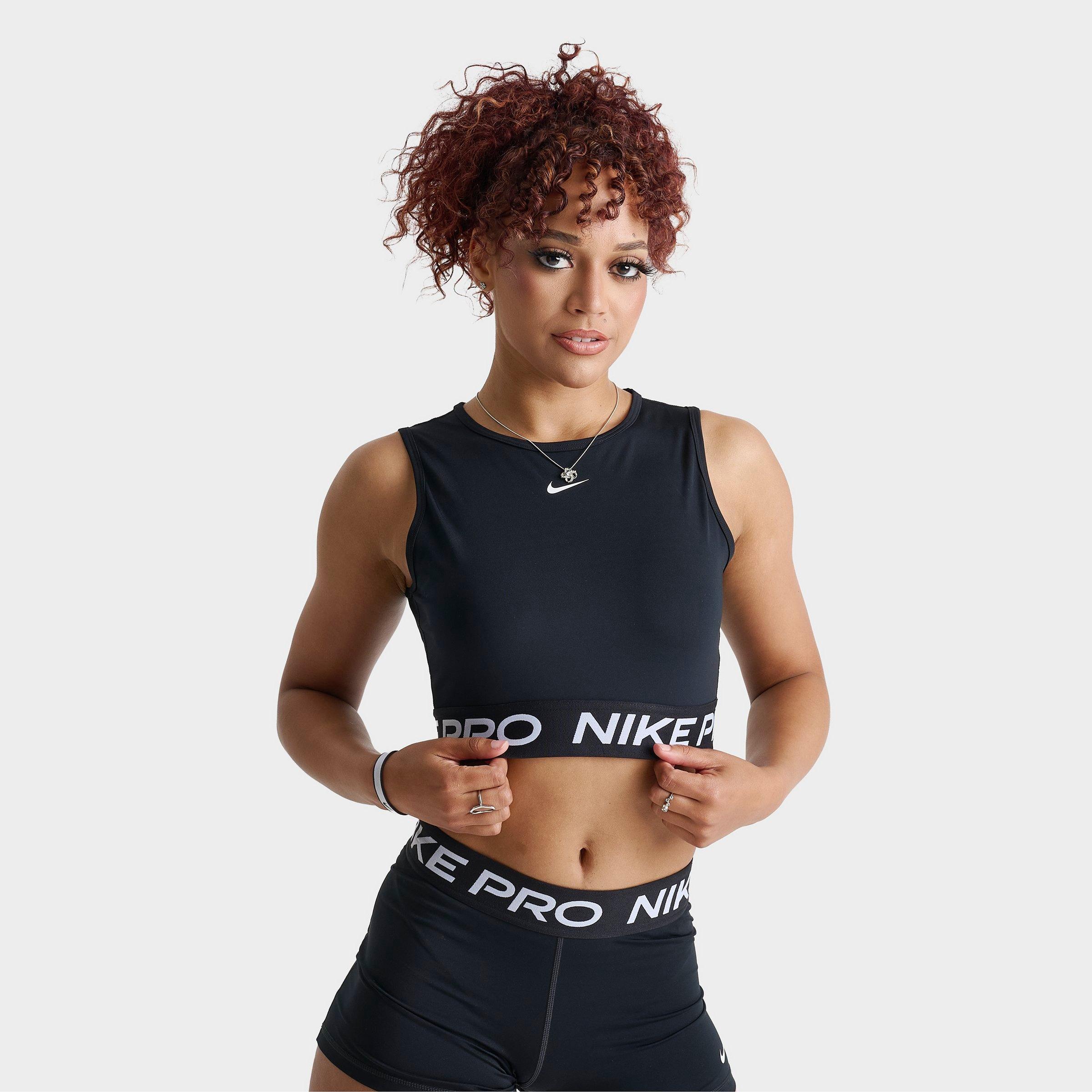 Nike Women's Pro Dri-FIT Crop Tank Top in Black/White Size: XS