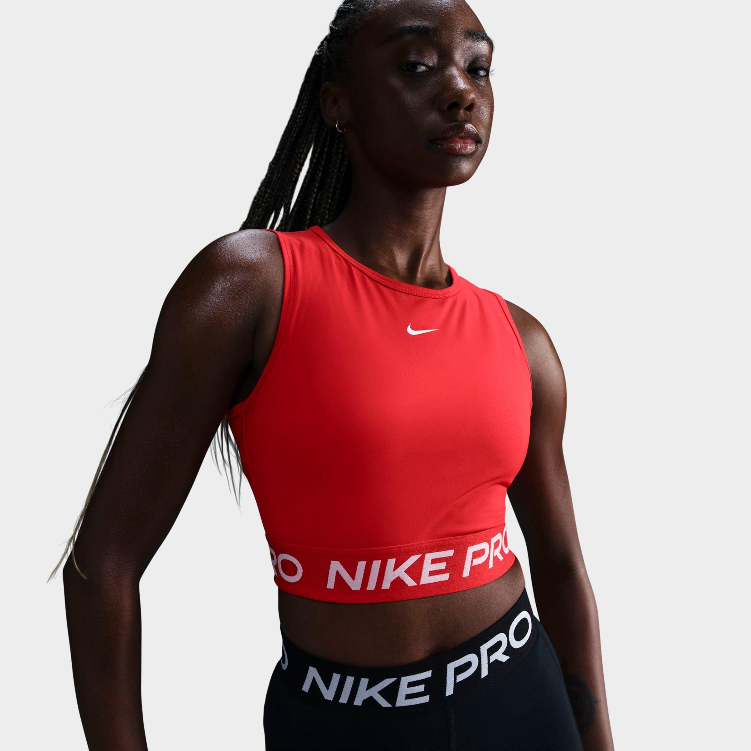 Nike Women's Pro Dri-FIT Crop Tank Top in University Red/White Size: 2XL