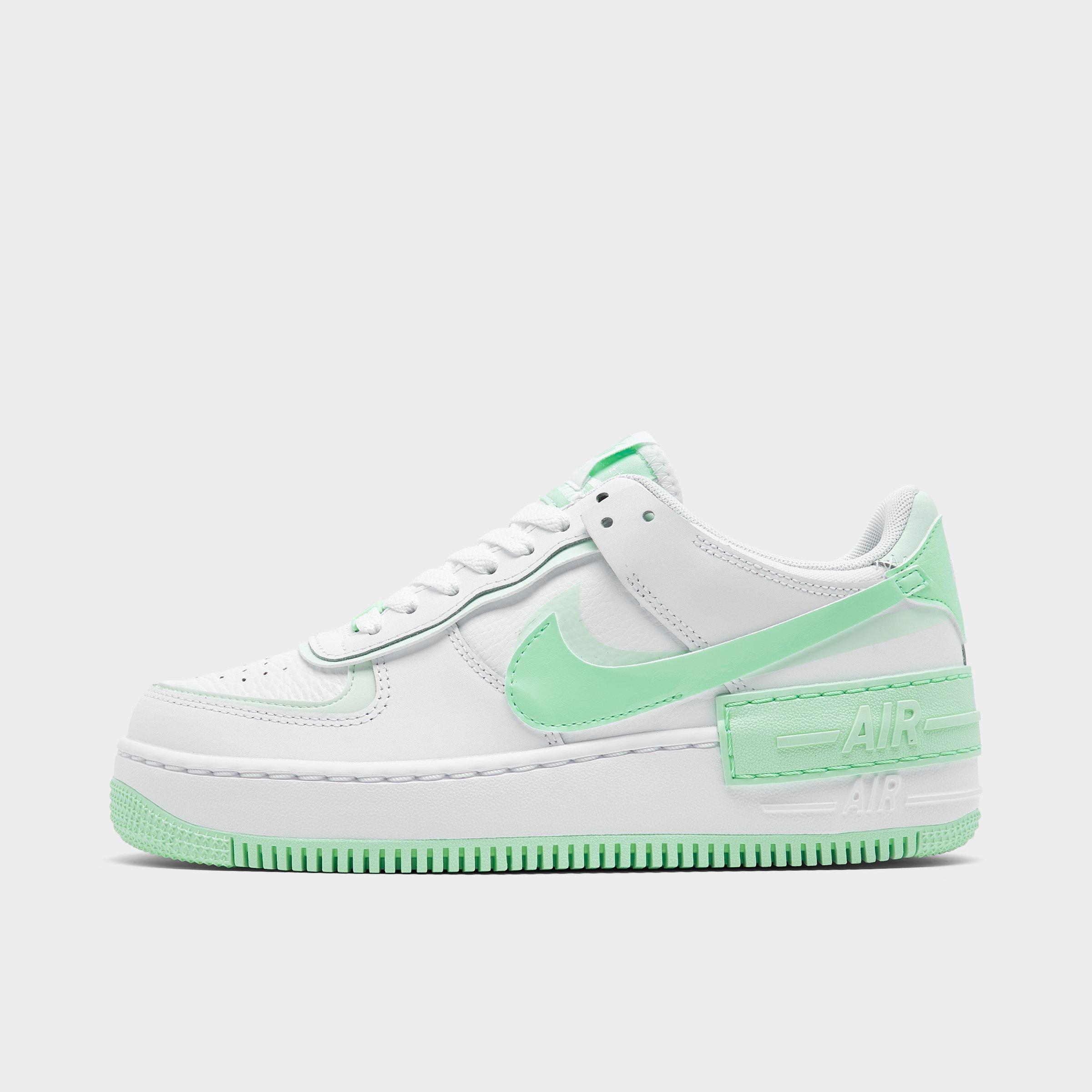 Nike Air Force 1 Shadow Leather Platform Sneakers In White/mint Foam/barely Green