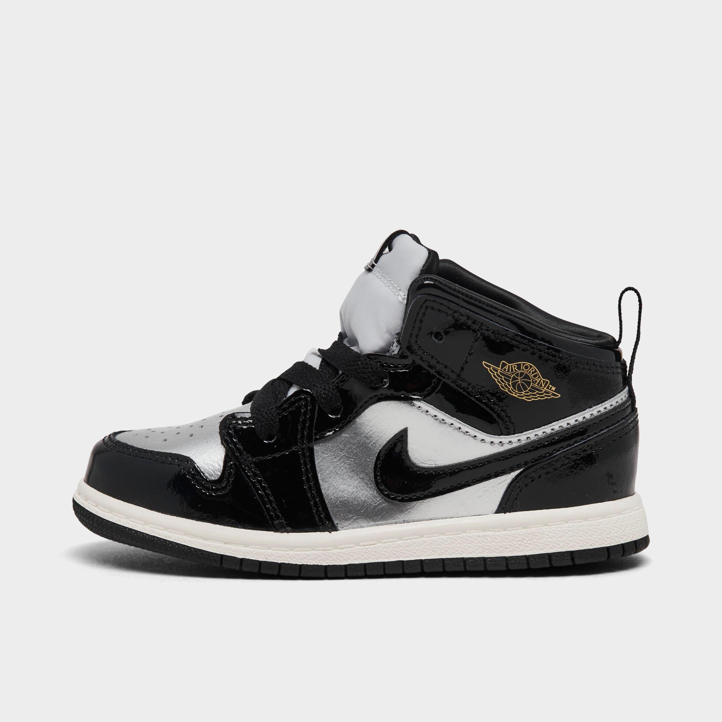 Nike Jordan Kids' Toddler Air Retro 1 Mid Se Casual Shoes In Black/metallic Gold/metallic Silver/sail