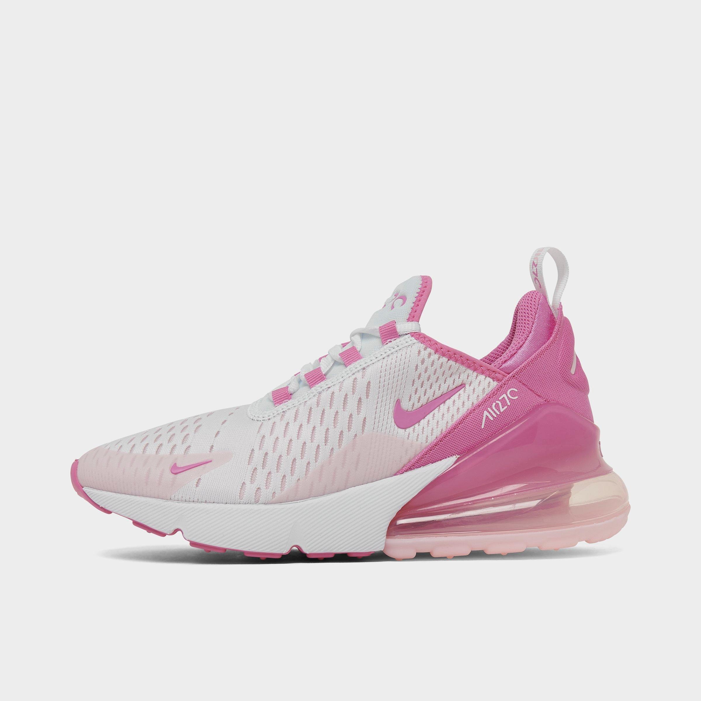 Nike Girls' Big Kids Air Max 270 Casual Shoes in White/Playful Pink/Pink Foam Size: 3.5