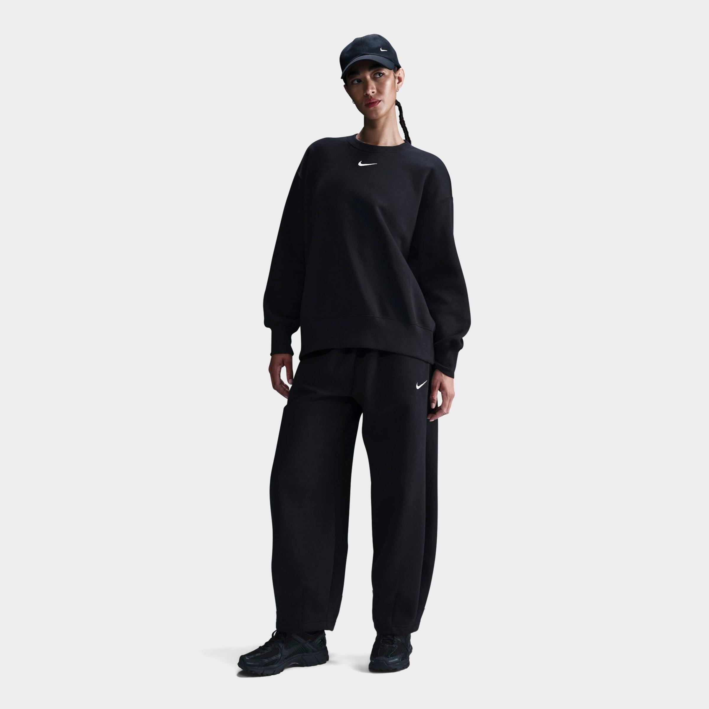 Nike Women's Sportswear Phoenix Fleece Oversized Crewneck Sweatshirt in Black/Sail Size: XS