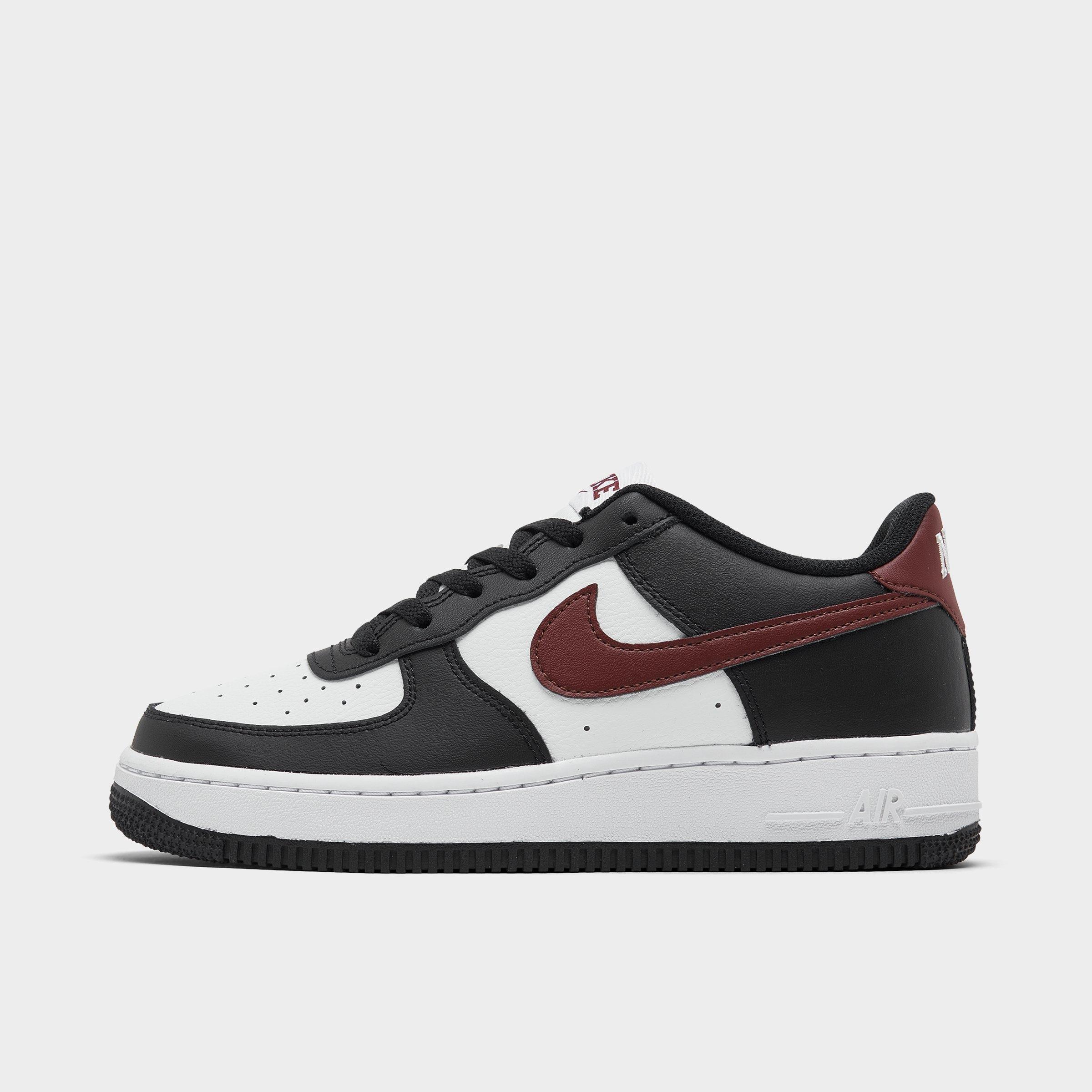 Nike Big Kids Air Force 1 Low Casual Shoes in Black/Dark Team Red/Summit White Size: 3.5