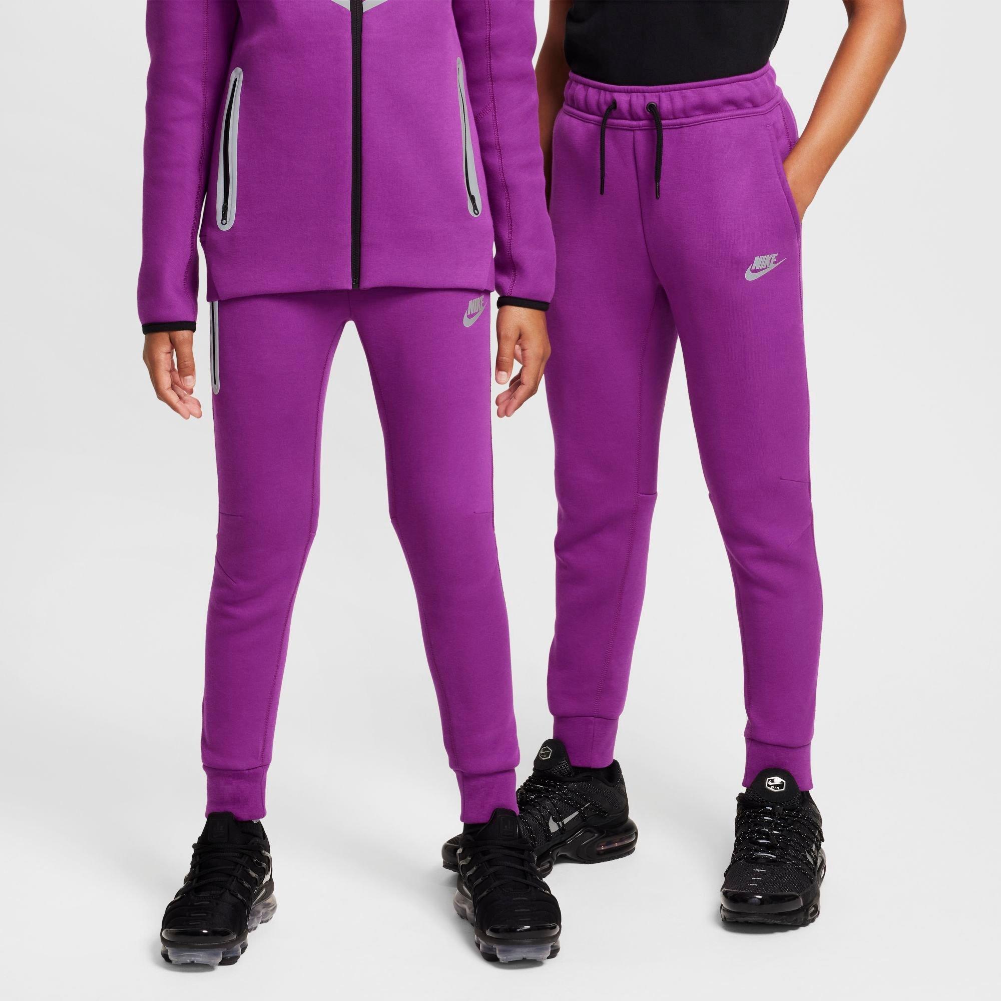 Nike Boys Big Kids Sportswear Tech Fleece Reflective Jogger Pants in Bold Berry/Reflective Silver Size: XS