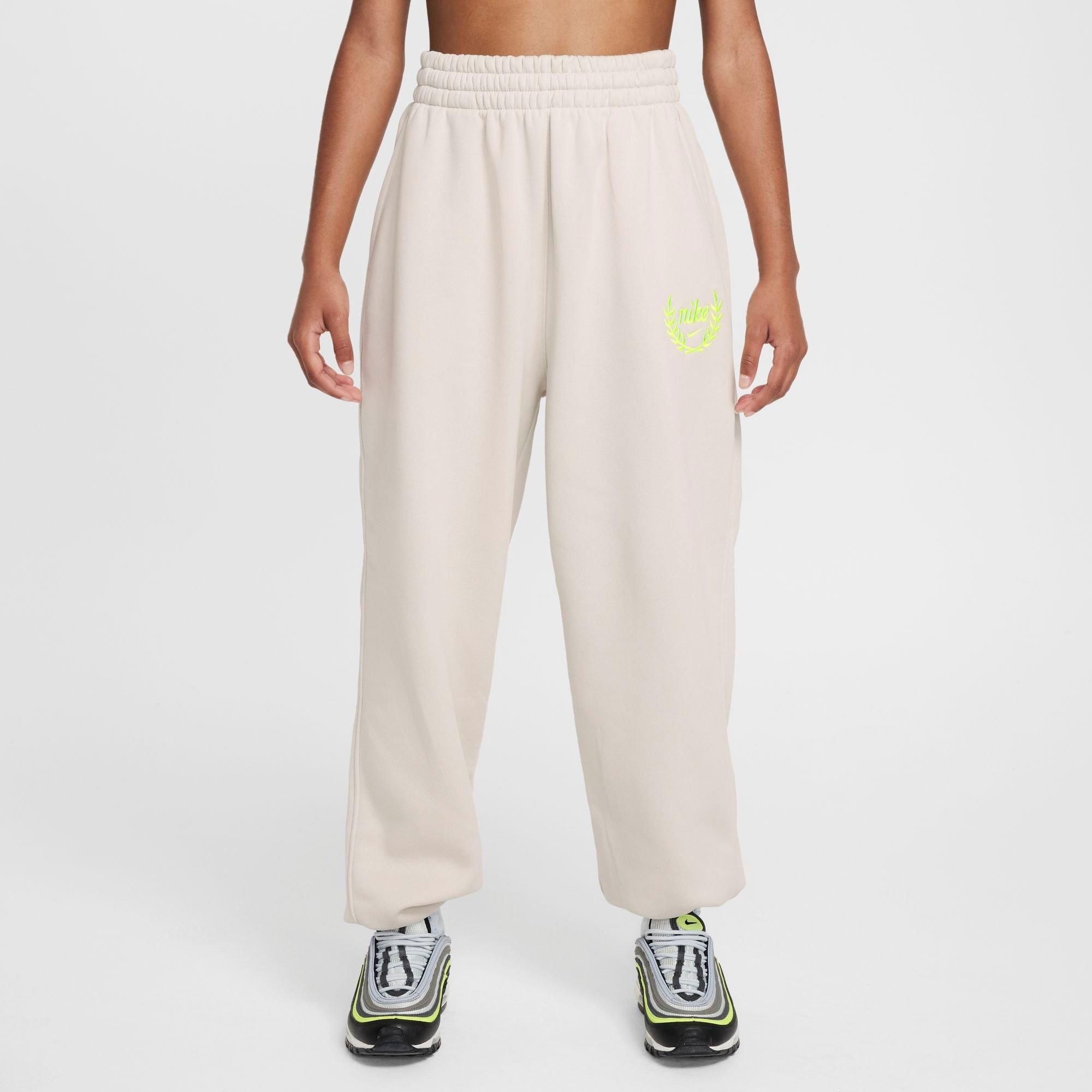Nike Big Girls Sportswear Club Fleece Loose-fit Sweatpants In Light Bone/volt