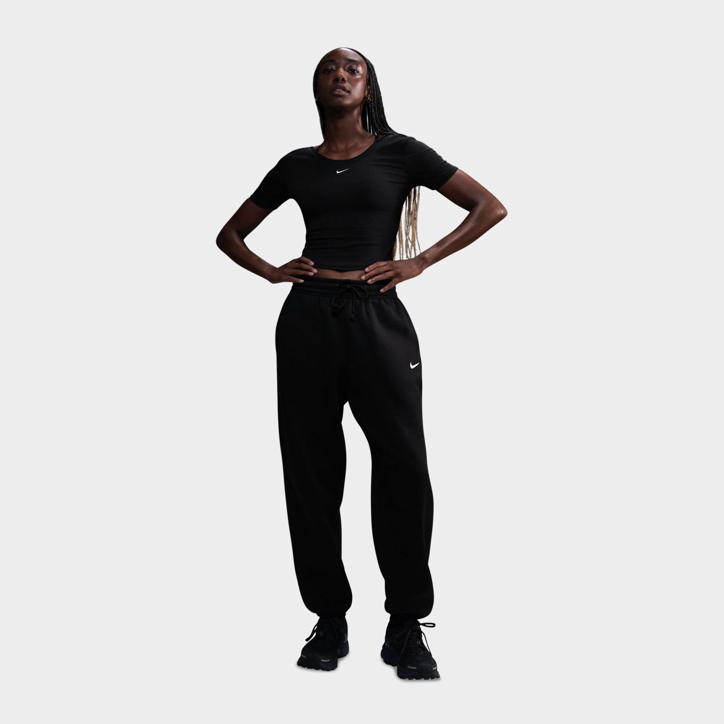 Nike Women's Sportswear Phoenix Fleece Oversized High-Waisted Jogger Pants in Black/Sail Size: 2XS