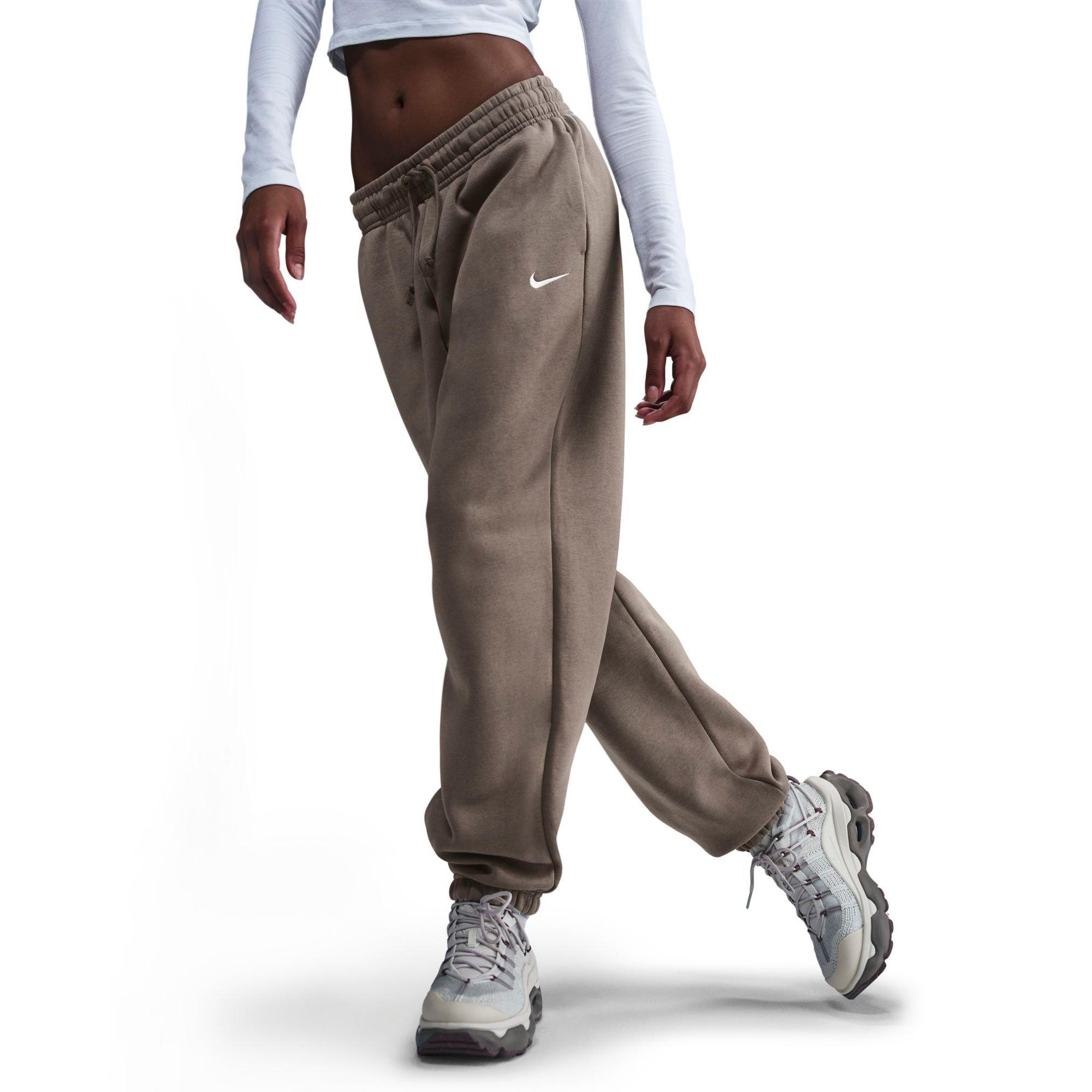 Nike Women's Sportswear Phoenix Fleece Oversized High-Waisted Jogger Pants in Mink Brown/Sail Size: 2XS