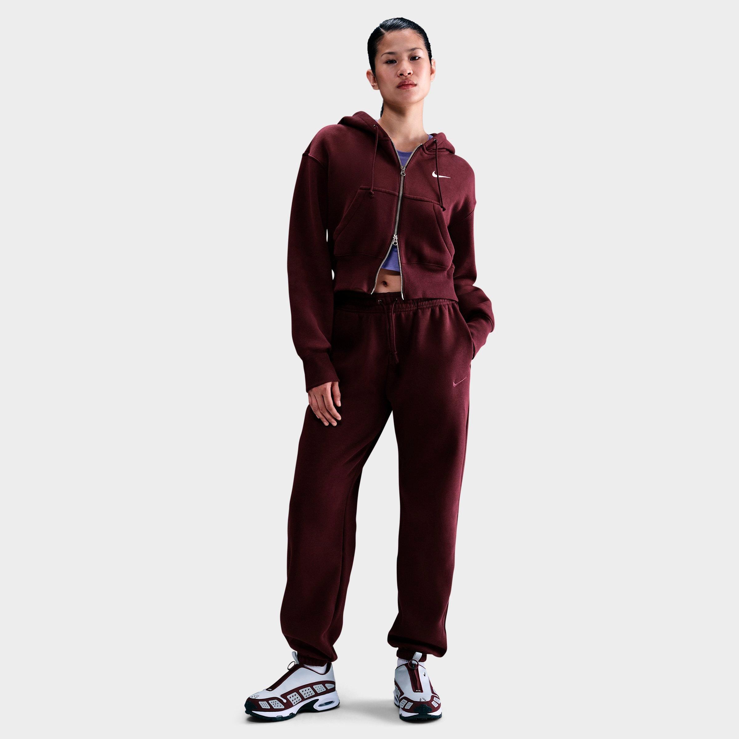 Nike Women's Sportswear Phoenix Fleece Oversized High-Waisted Jogger Pants in Burgundy Crush/Burgundy Crush Size: Large