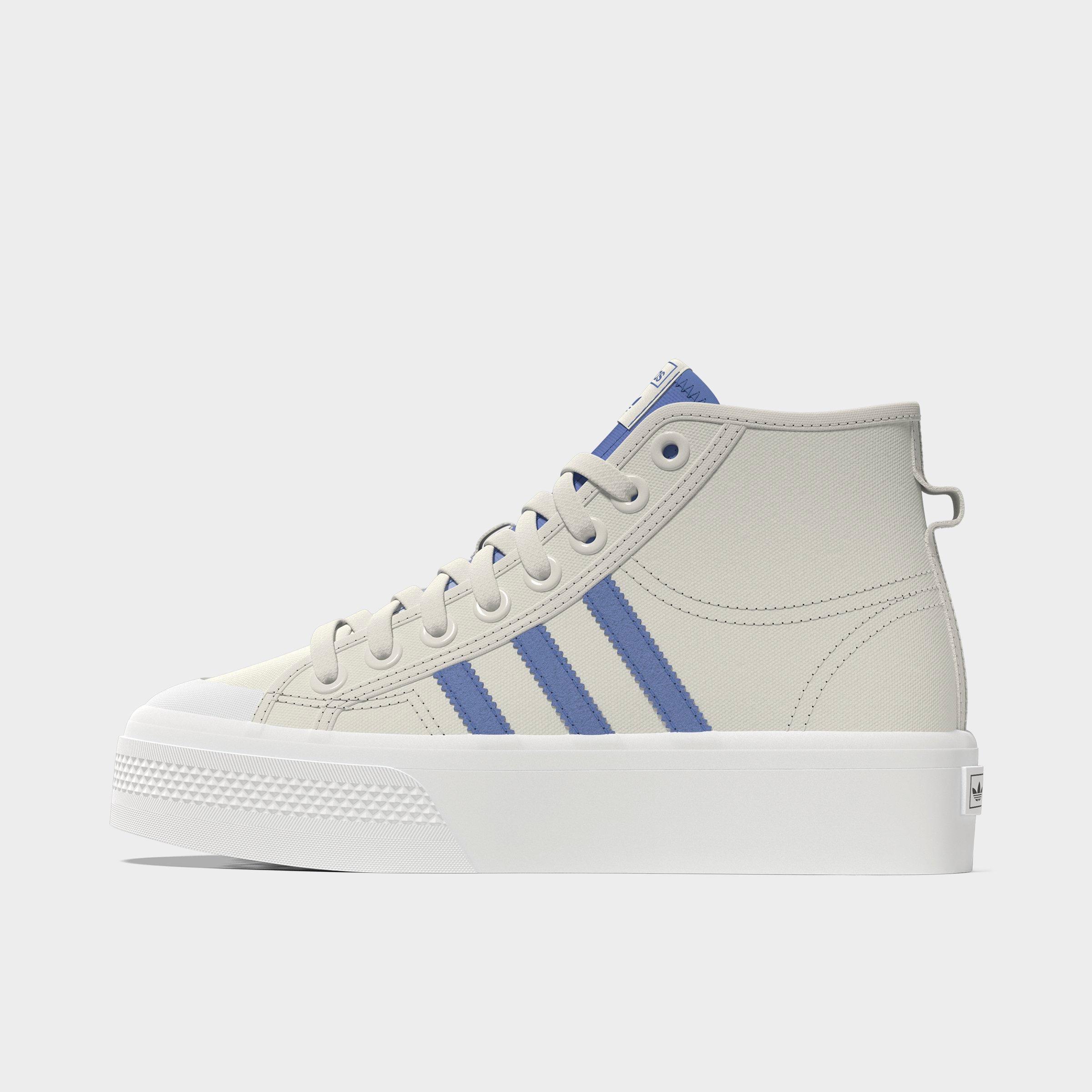 Adidas Originals Adidas Women's Originals Nizza Platform Mid Casual Shoes In Off White/blue Fusion/white