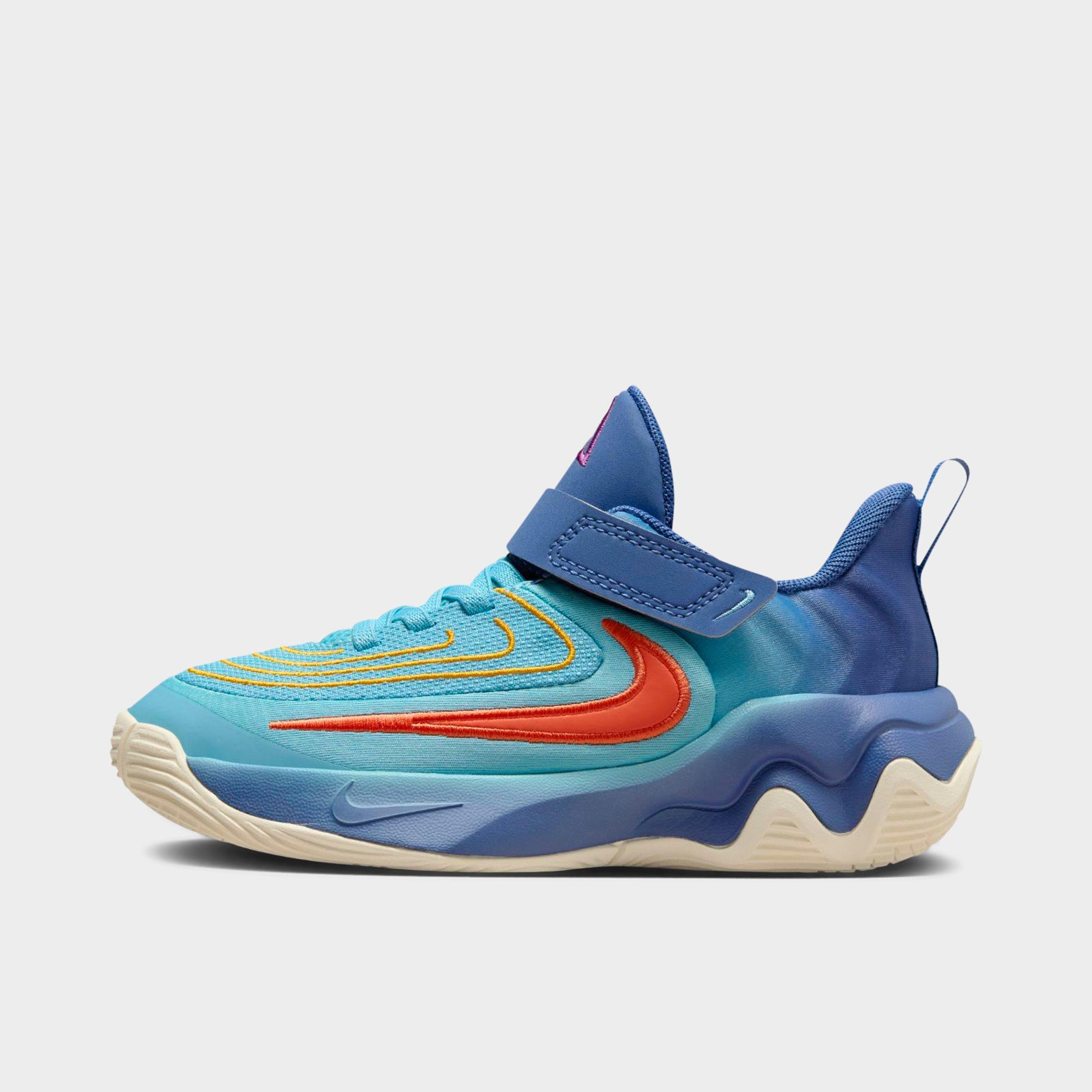 Nike Little Kids' Giannis Immortality 4 Stretch Lace Basketball Shoes In Denim Turquoise/mystic Navy/university Gold/cosmic Clay