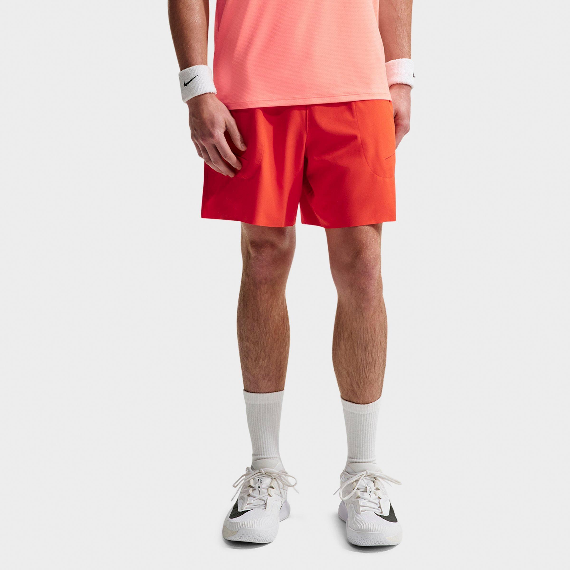 Nike Men's Court Advantage Dri-FIT 6" Tennis Shorts in Picante Red/Atomic Pink/Atomic Pink Size: 2XL