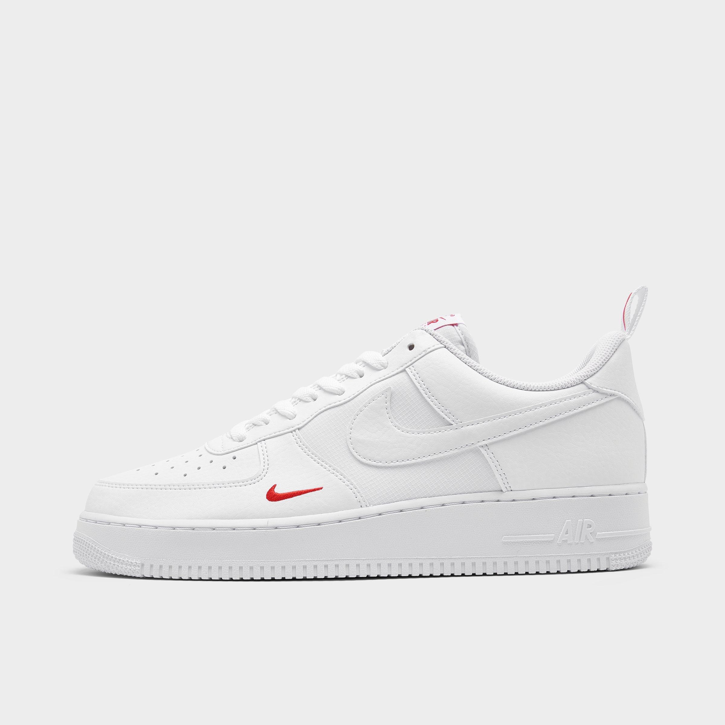 Nike Men's Air Force 1 Low Se Ripstop Casual Shoes In White/white/university Red